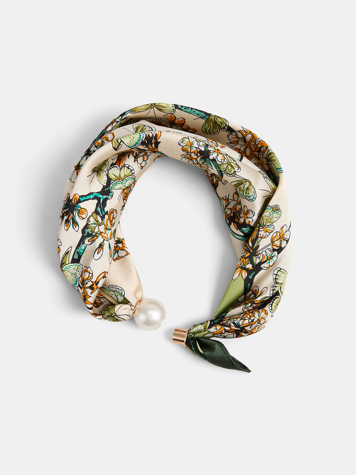 Butterfly Flower Print Silk Scarf for Women Lightweight Fashion Accessories