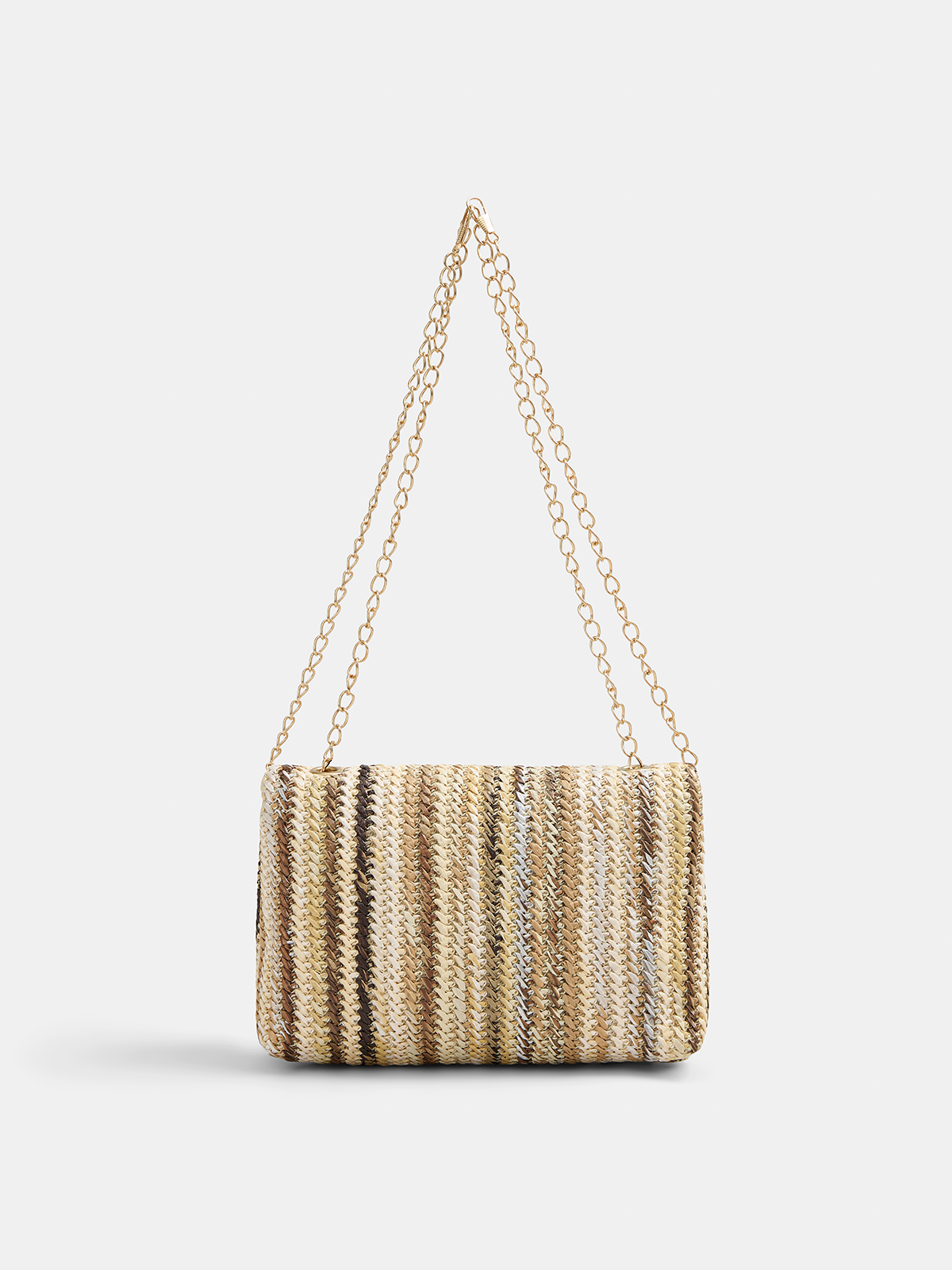 Straw Chain Strap Shoulder Bag with Adjustable Crossbody Design