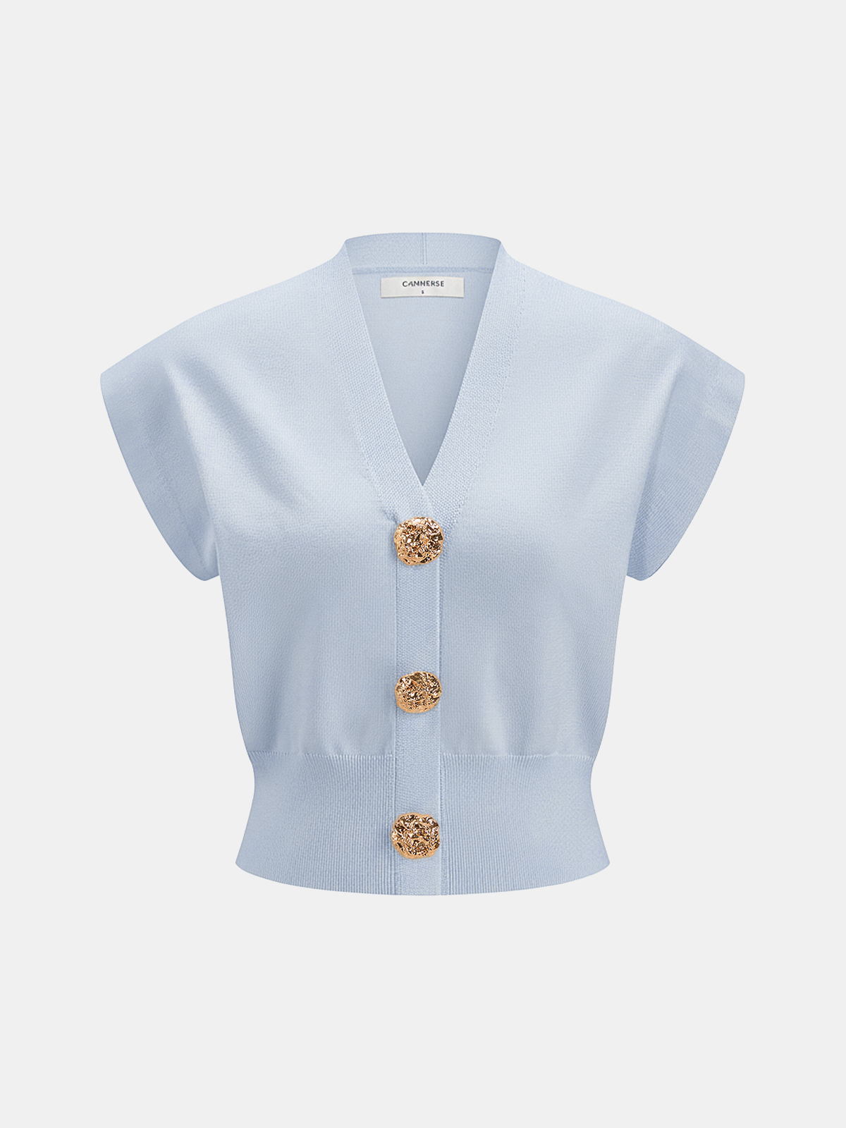 V-Neck Cap Sleeve Knit Top Casual Lightweight Summer Wear
