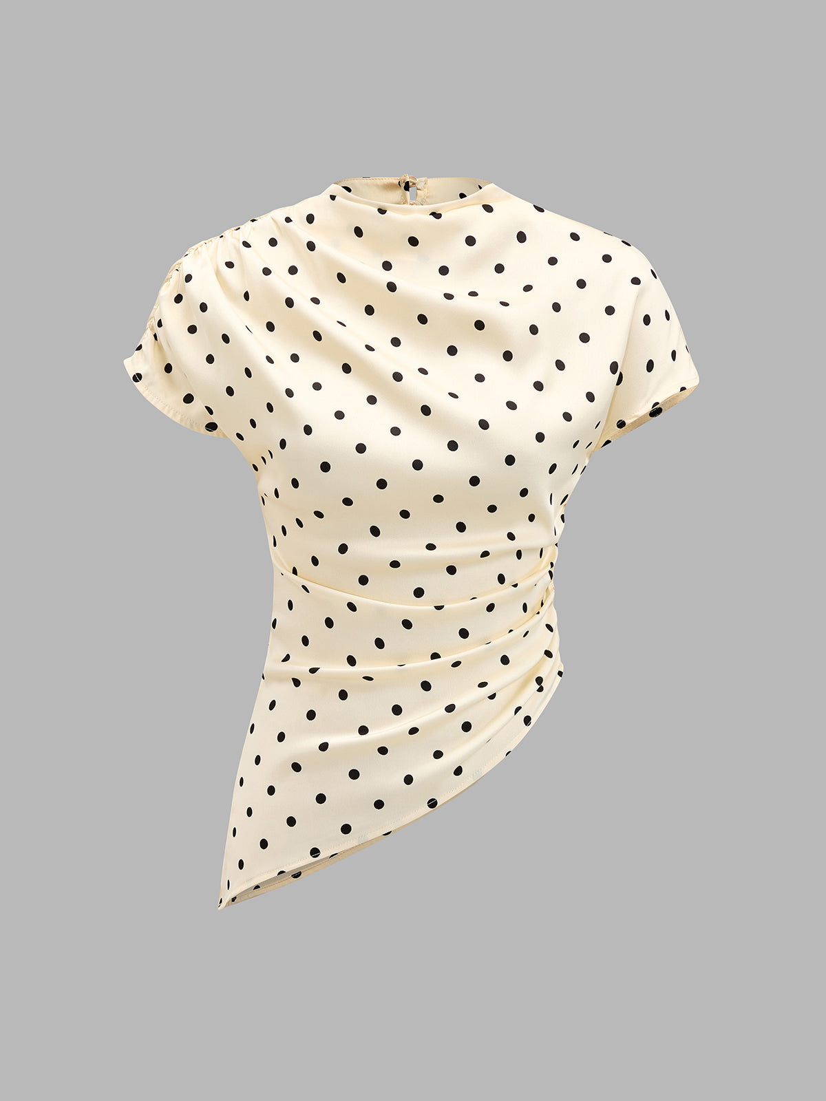 Polka Dot Asymmetric Hem Satin Blouse for Women, Lightweight Long Sleeve Top