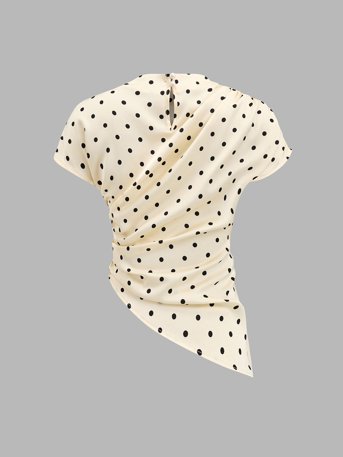 Polka Dot Asymmetric Hem Satin Blouse for Women, Lightweight Long Sleeve Top