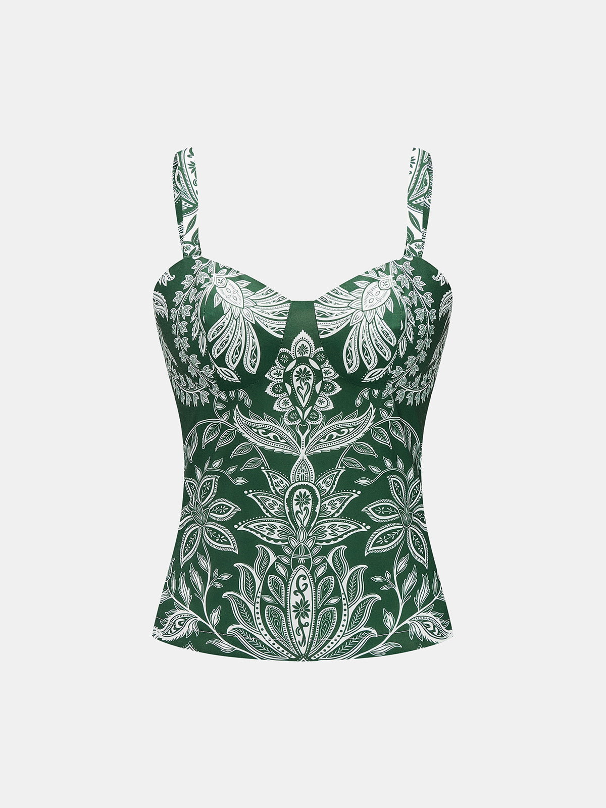 Paisley Print Sweetheart Cami Top with Adjustable Straps
