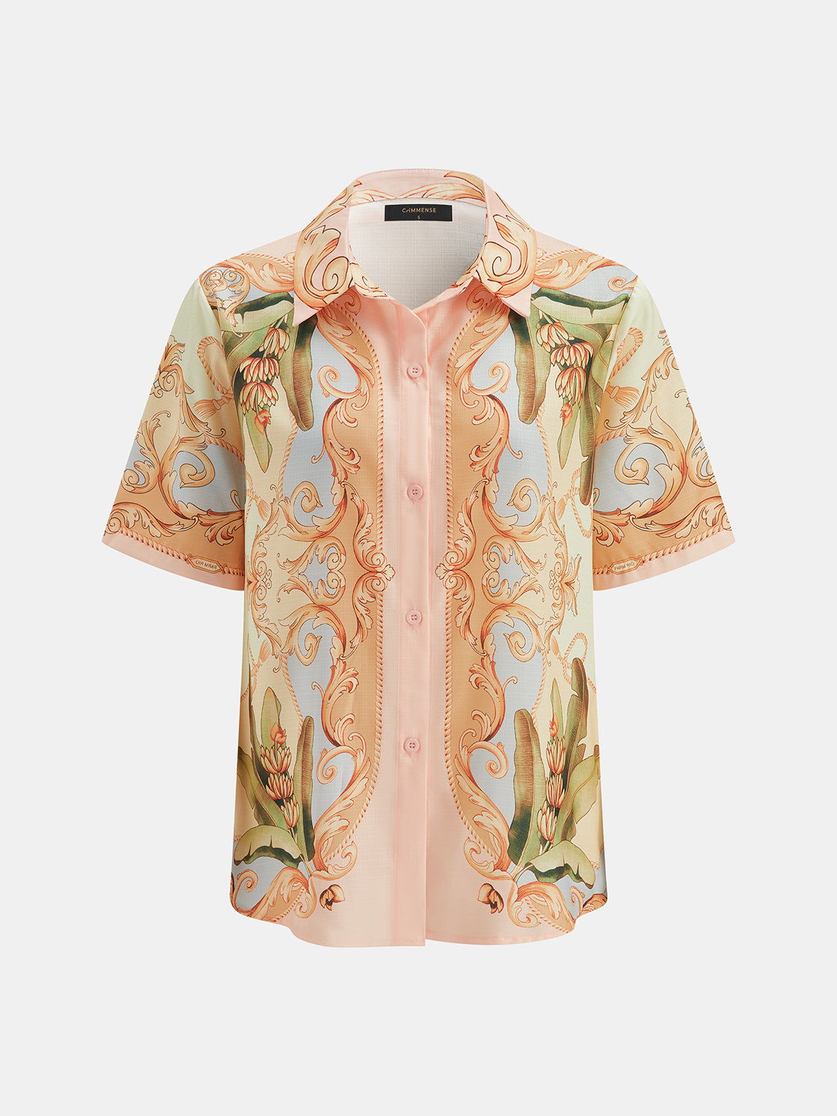Leaf Print Linen Blend Shirt & Drawstring Shorts Set for Summer Casual Wear