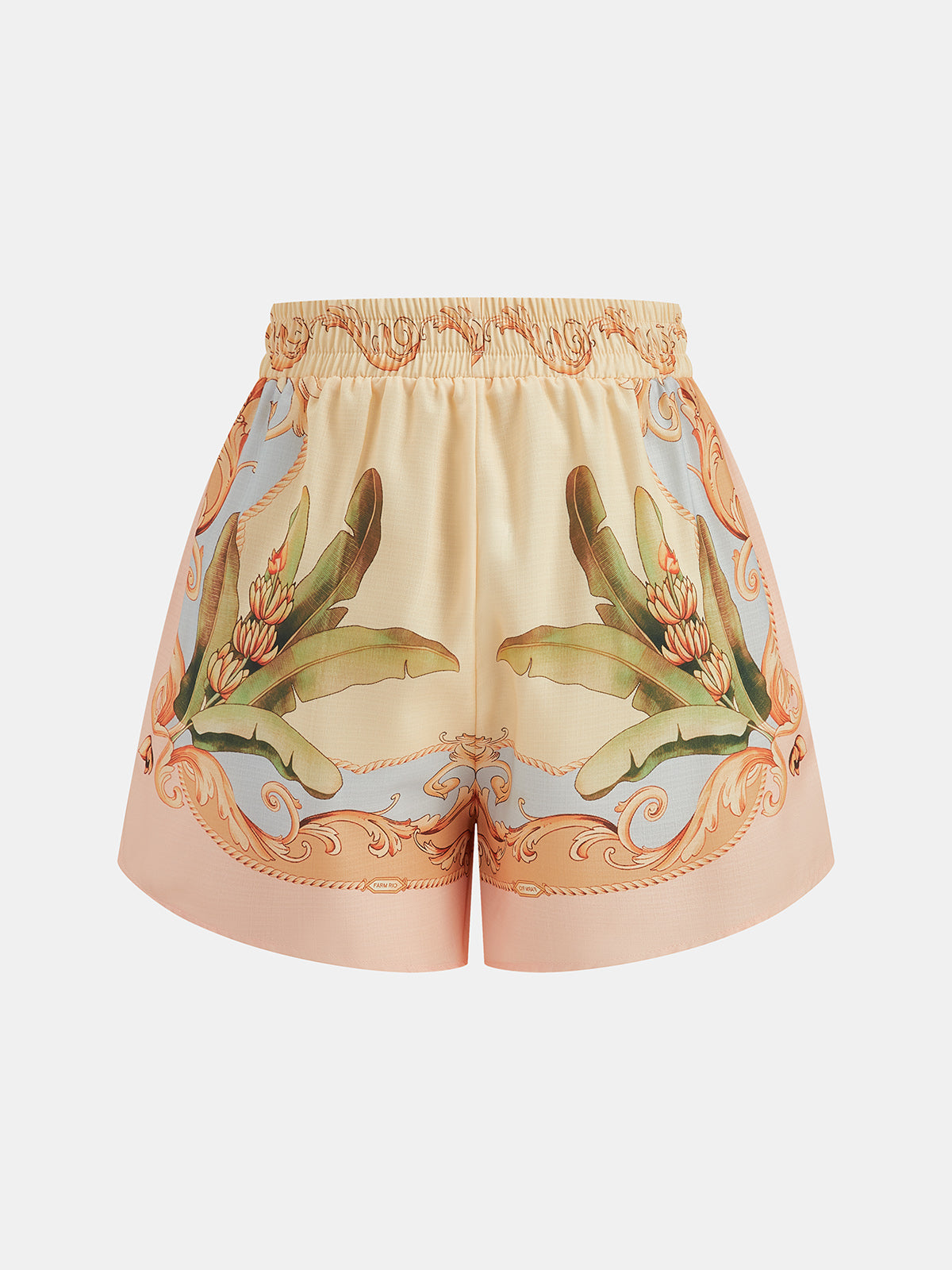 Leaf Print Linen Blend Shirt & Drawstring Shorts Set for Summer Casual Wear