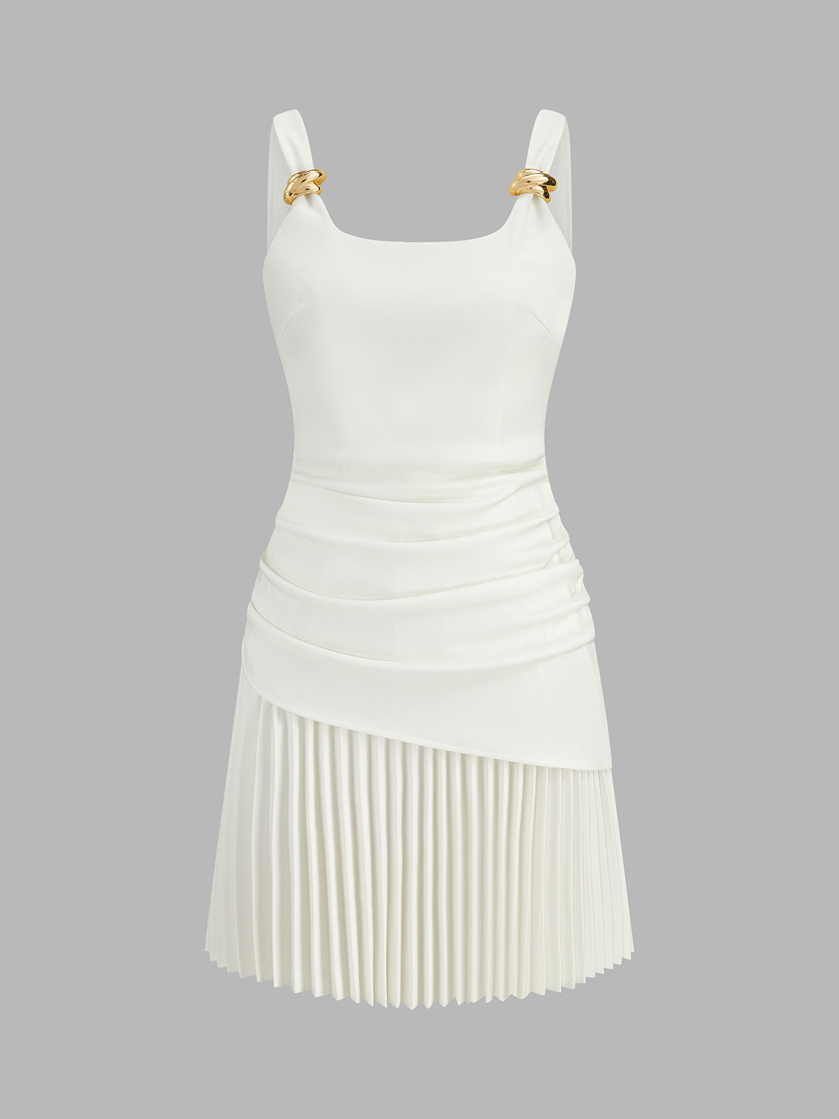 Ruched Pleated Mini Dress with Elegant Design Detail