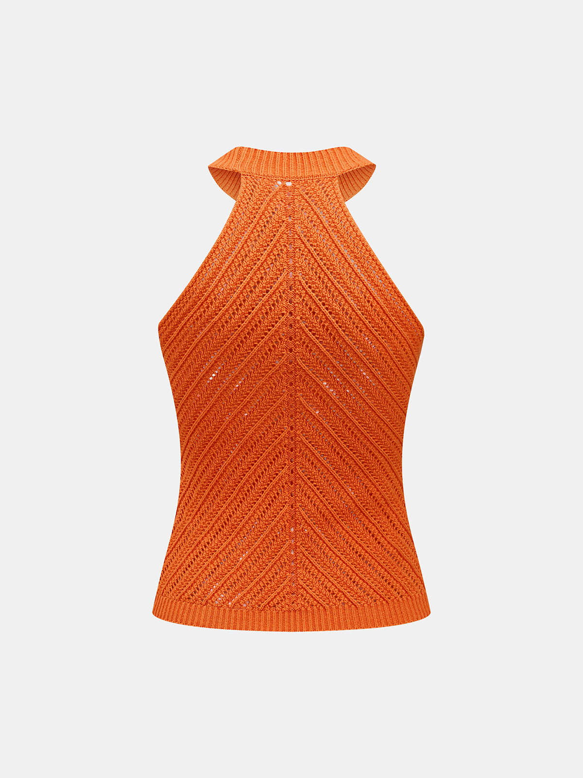 Openwork Knit Halter Neck Top for Summer Casual Wear