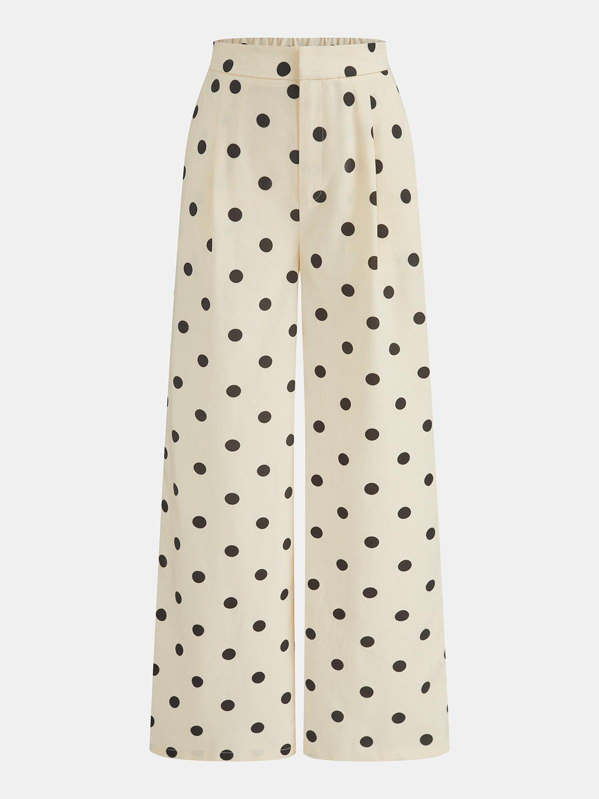 Polka Dot Strapless Top & High-Waisted Pants Set for Women