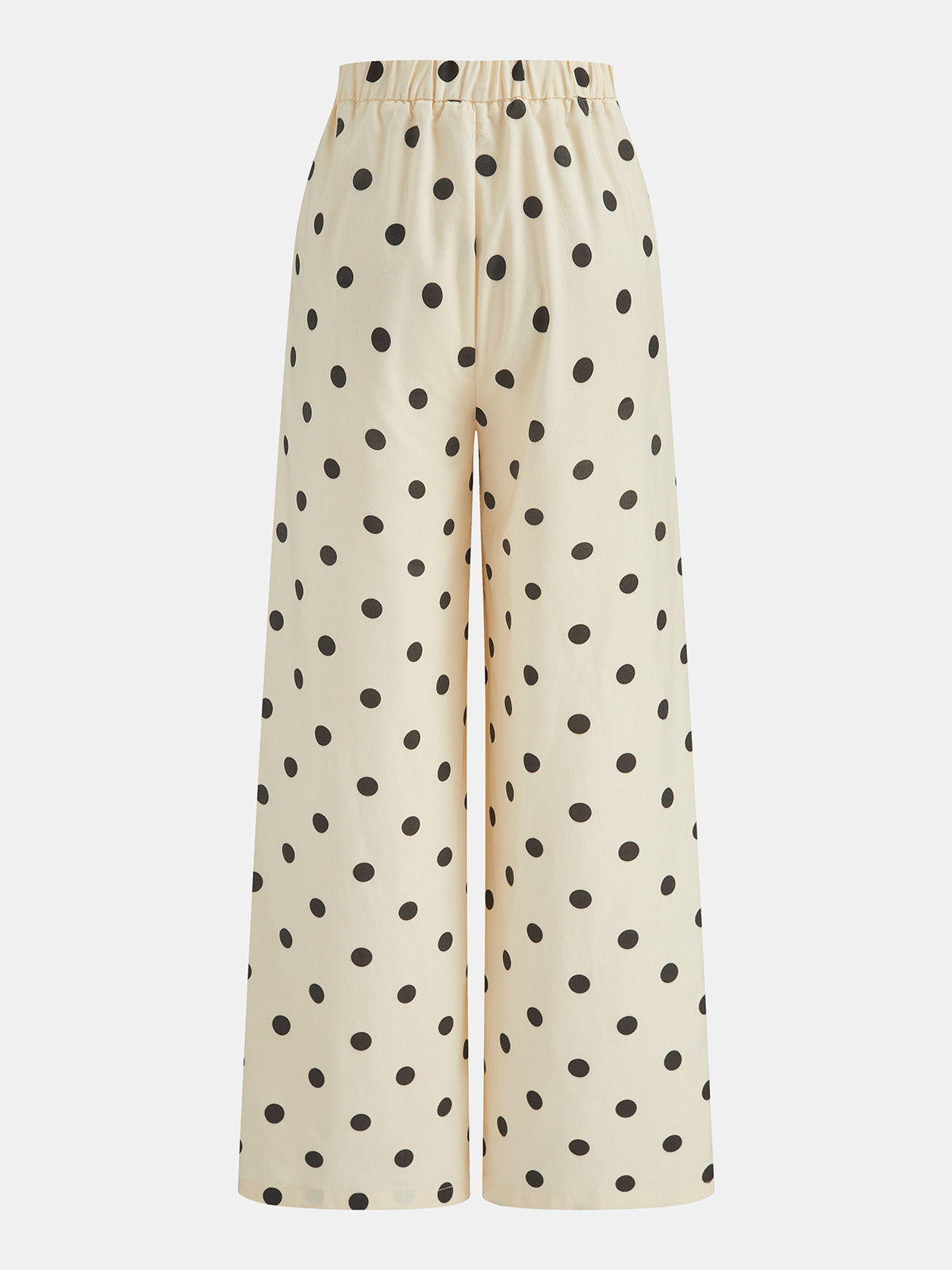 Polka Dot Strapless Top & High-Waisted Pants Set for Women