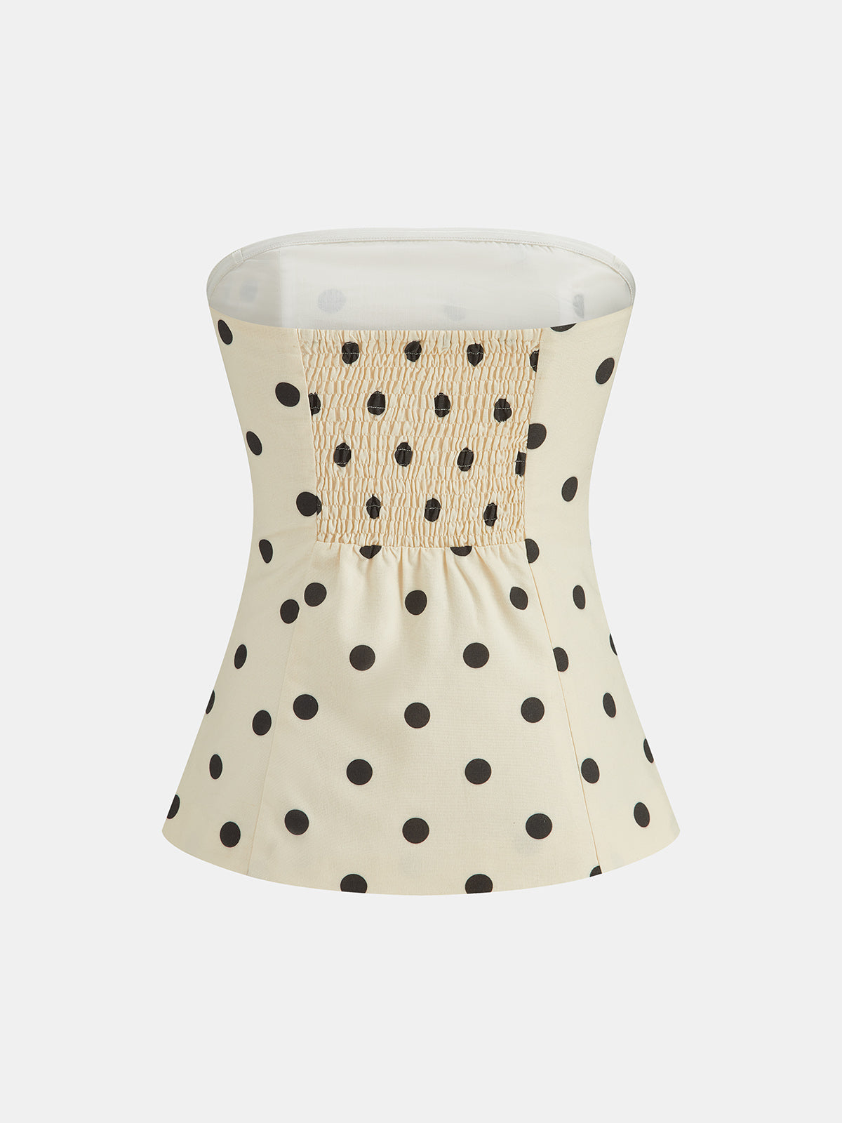 Polka Dot Strapless Top & High-Waisted Pants Set for Women