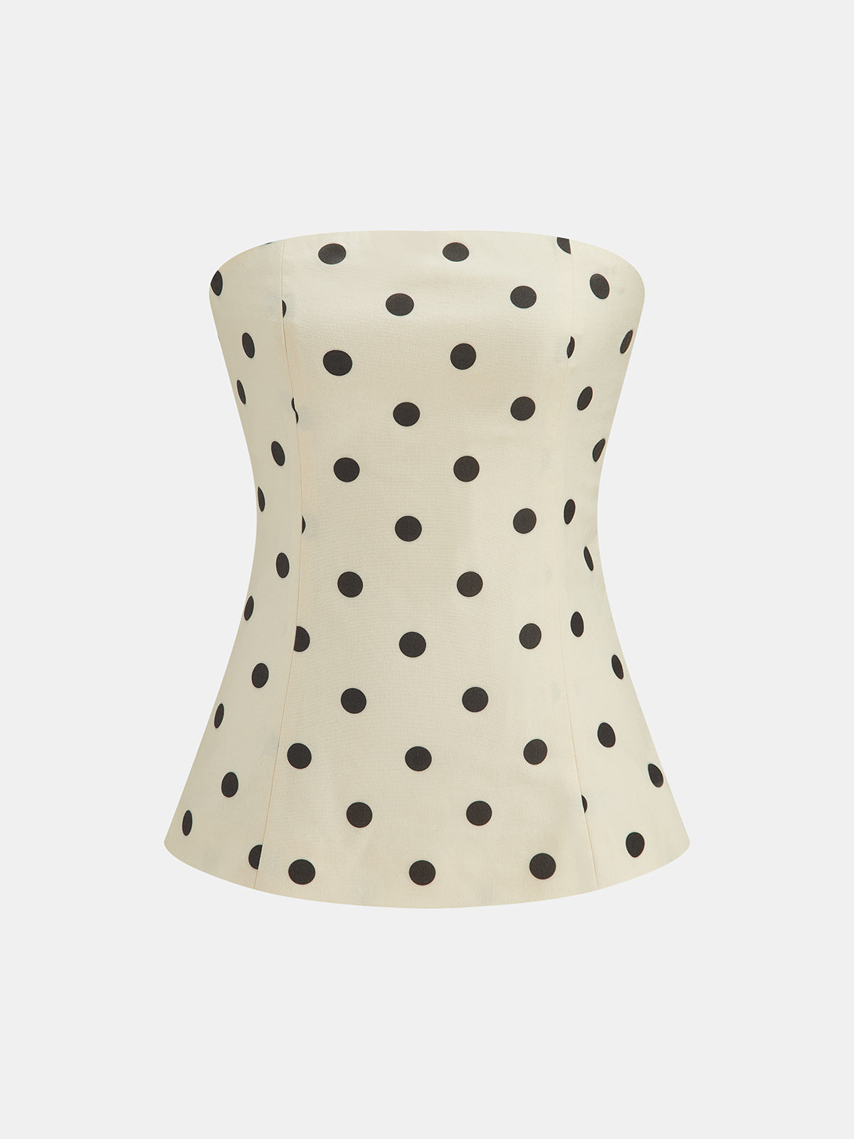 Polka Dot Strapless Top & High-Waisted Pants Set for Women