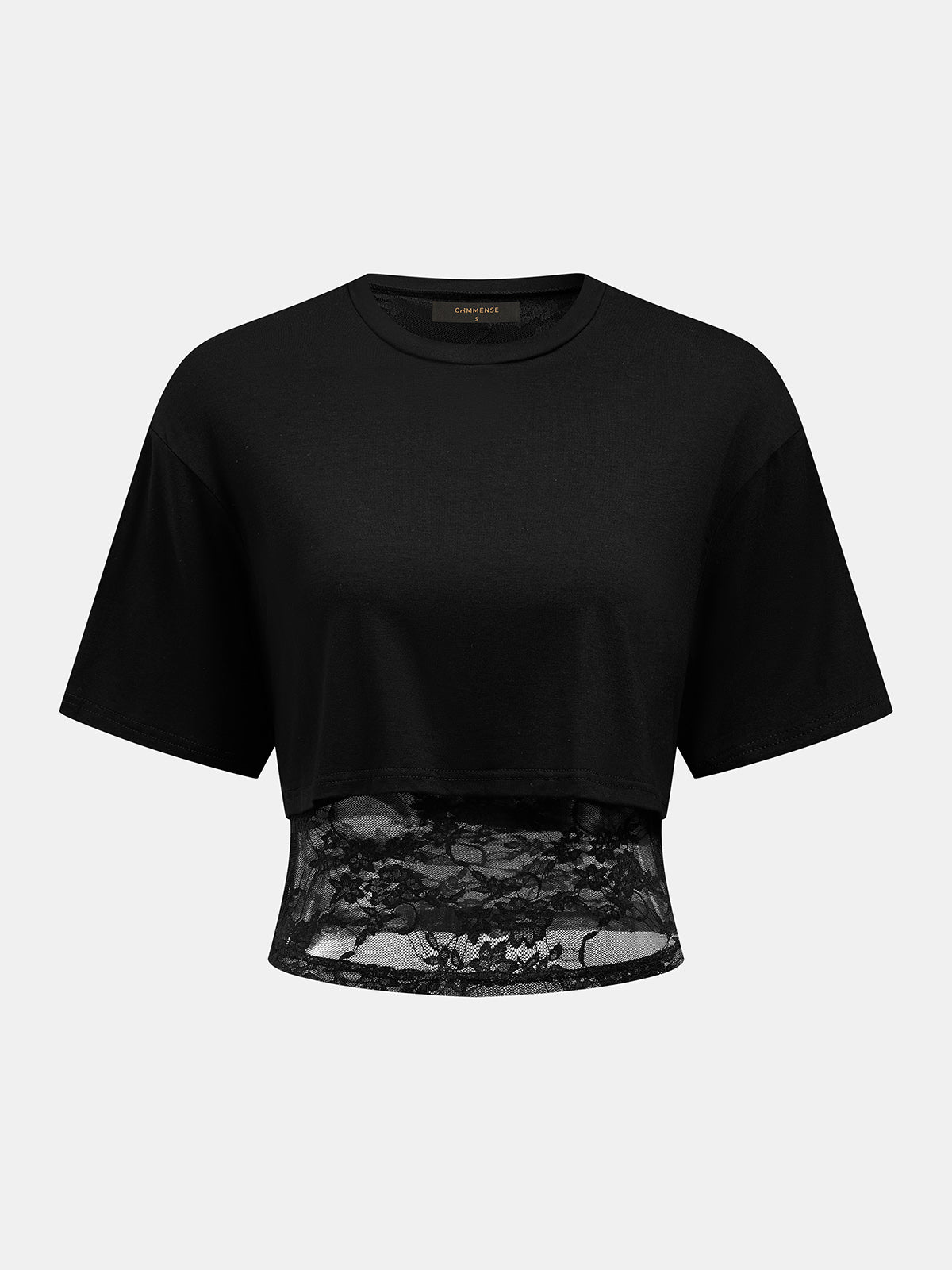 Lace Hem Patchwork Short Sleeve Top Women's Casual Fashion