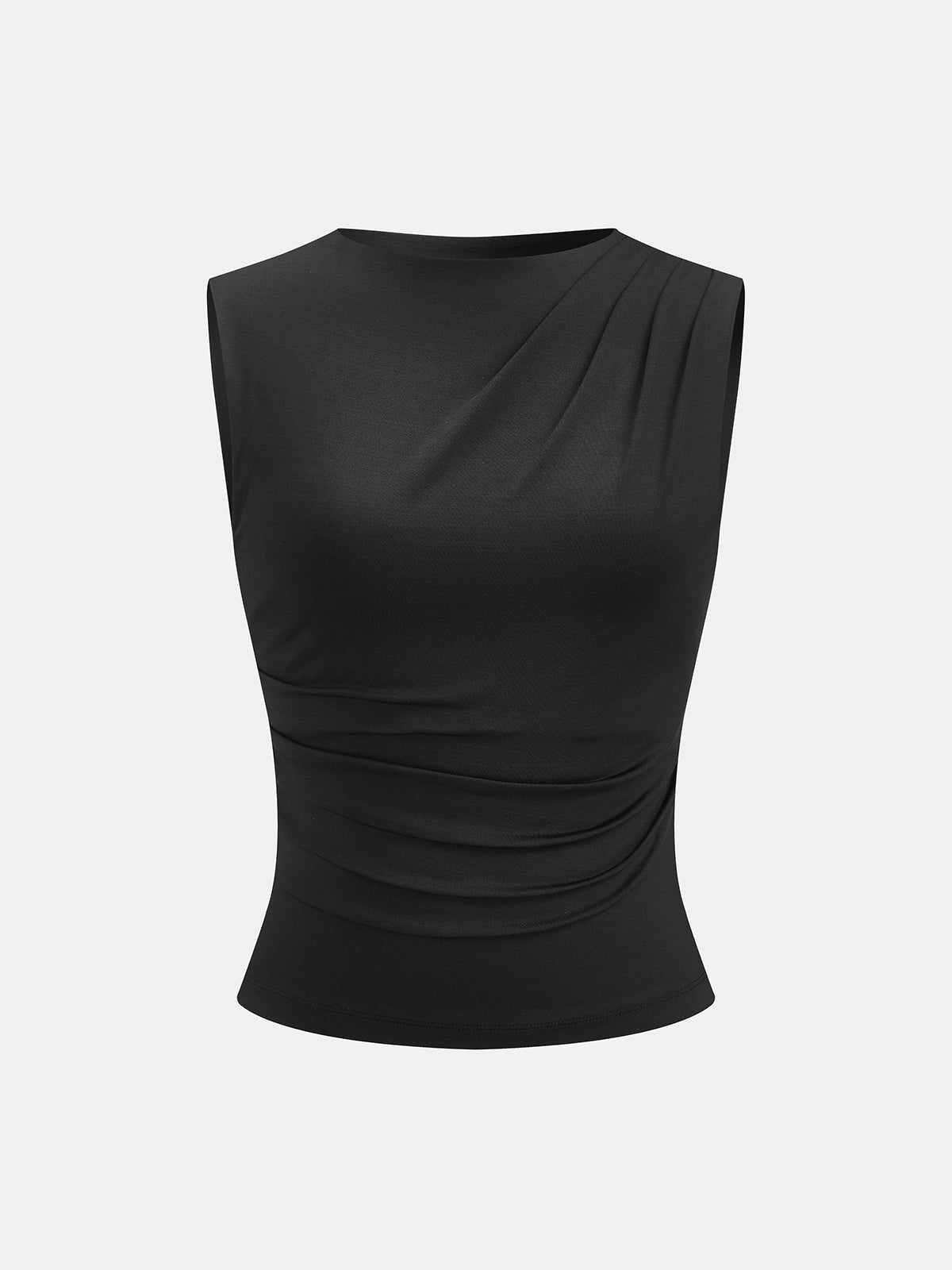 Ruched Sleeveless Fitted Blouse for Women - Elegant Office Wear