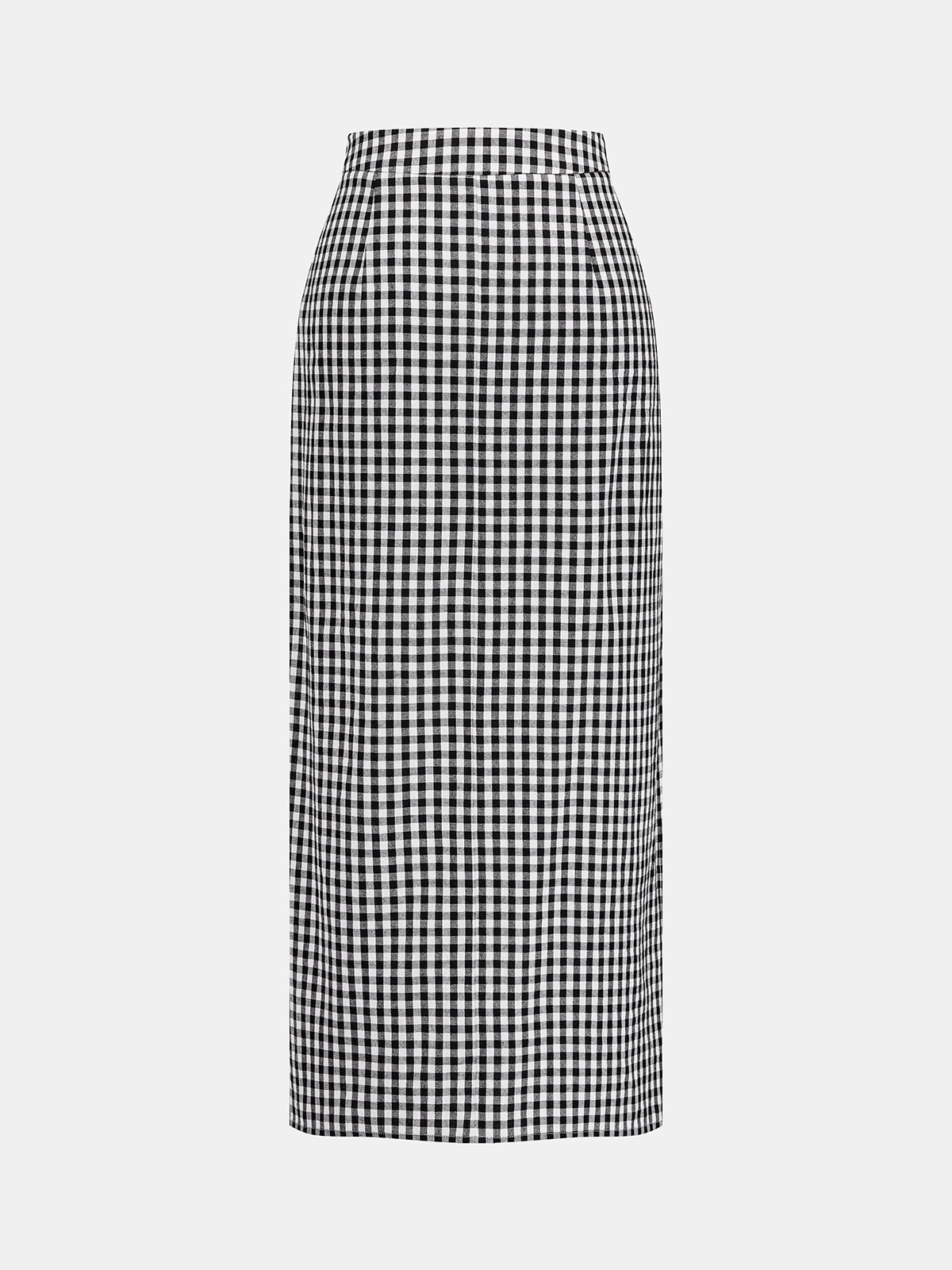 Gingham Bow-Strap Top & Midi Skirt Set for Women Spring Collection