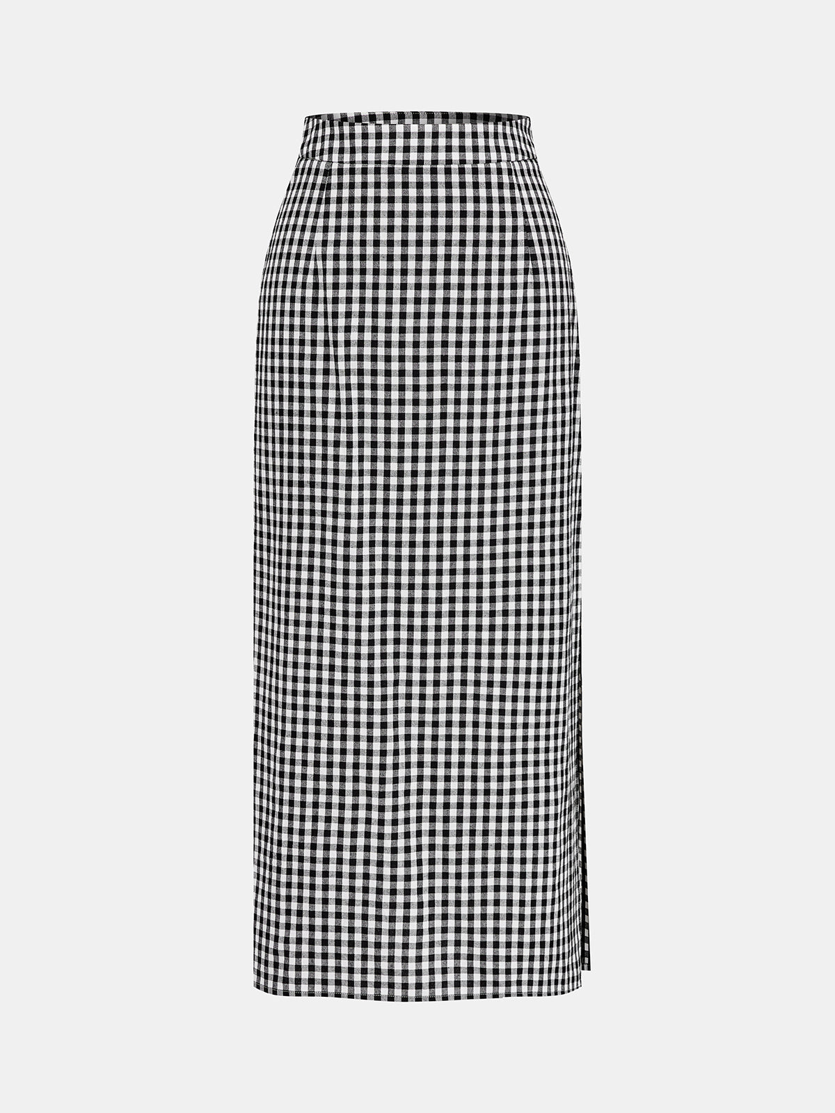 Gingham Bow-Strap Top & Midi Skirt Set for Women Spring Collection