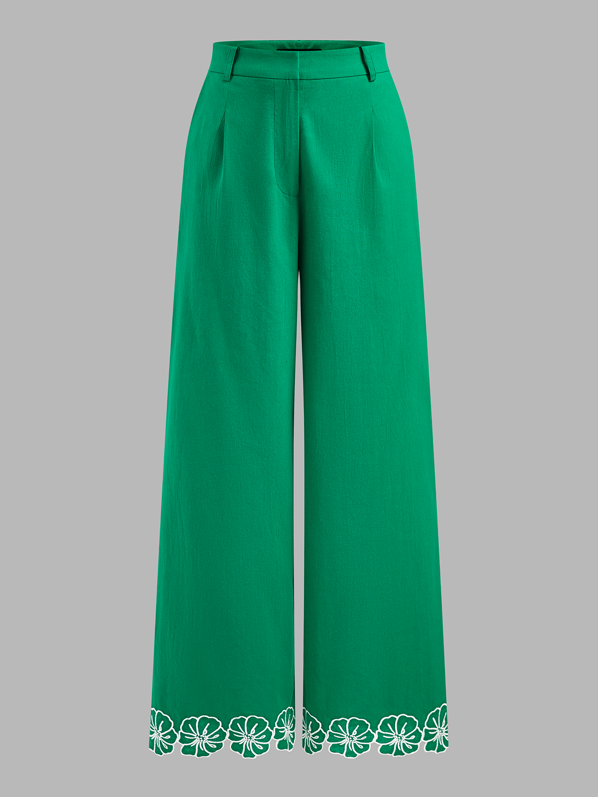 Cotton Floral Embroidered Two Piece Pants Set for Women, Casual Summer Outfit