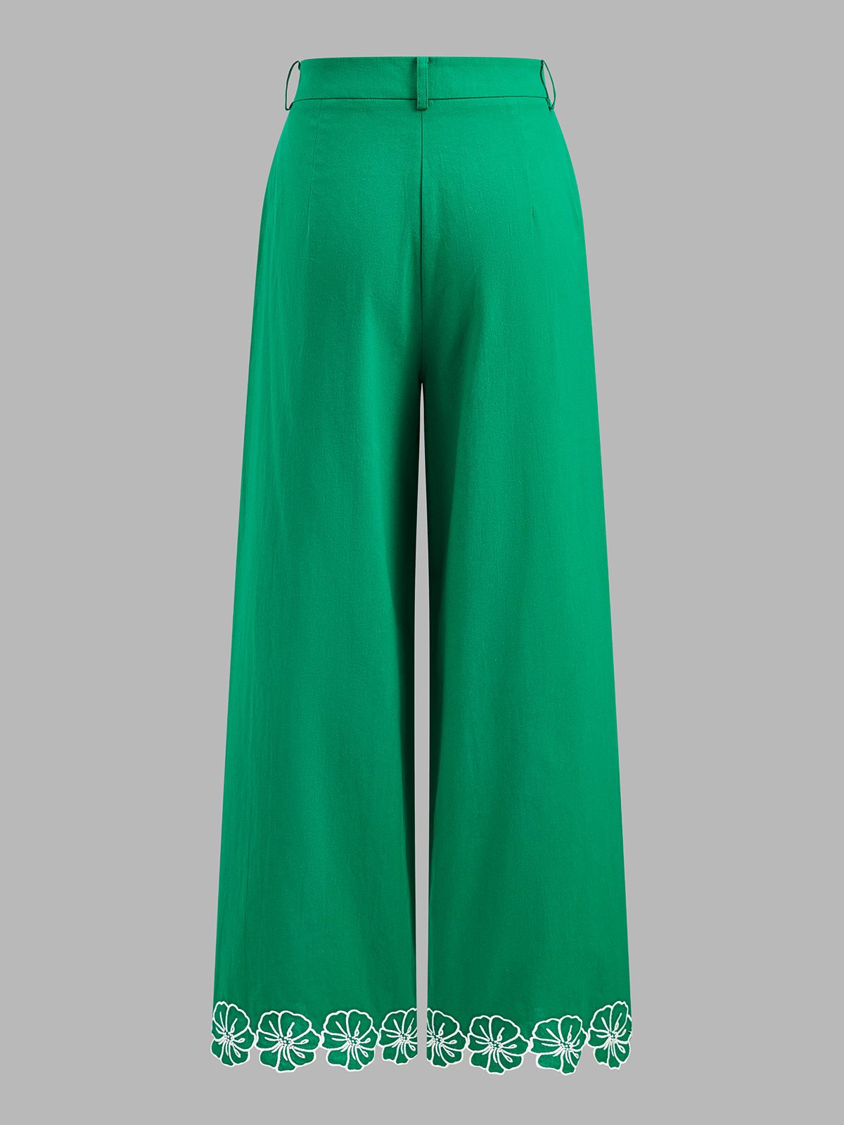 Cotton Floral Embroidered Two Piece Pants Set for Women, Casual Summer Outfit