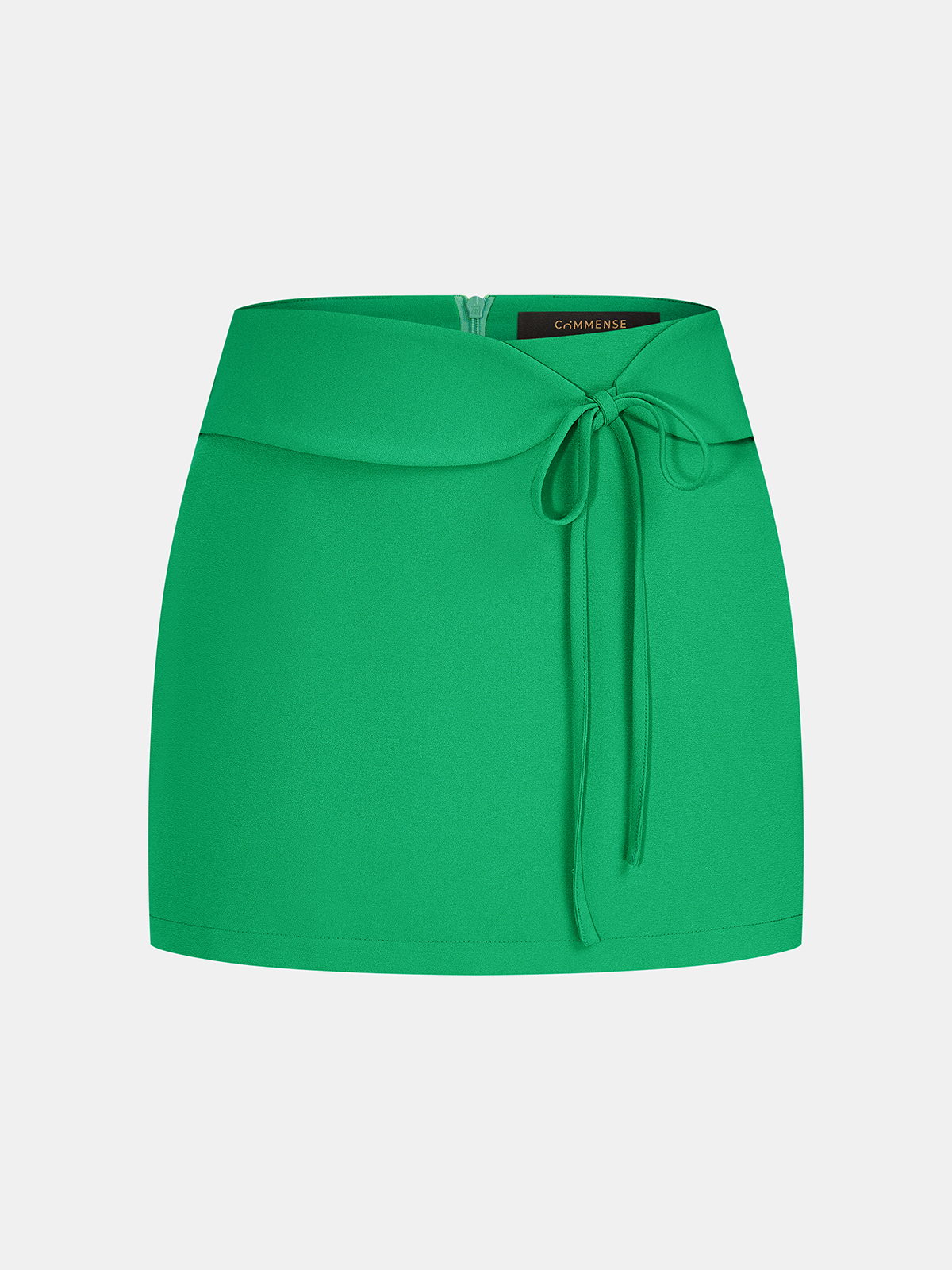 Draped Mock Neck Blouse & Tie-Waist Mini Skirt Set for Elegant Evening Wear