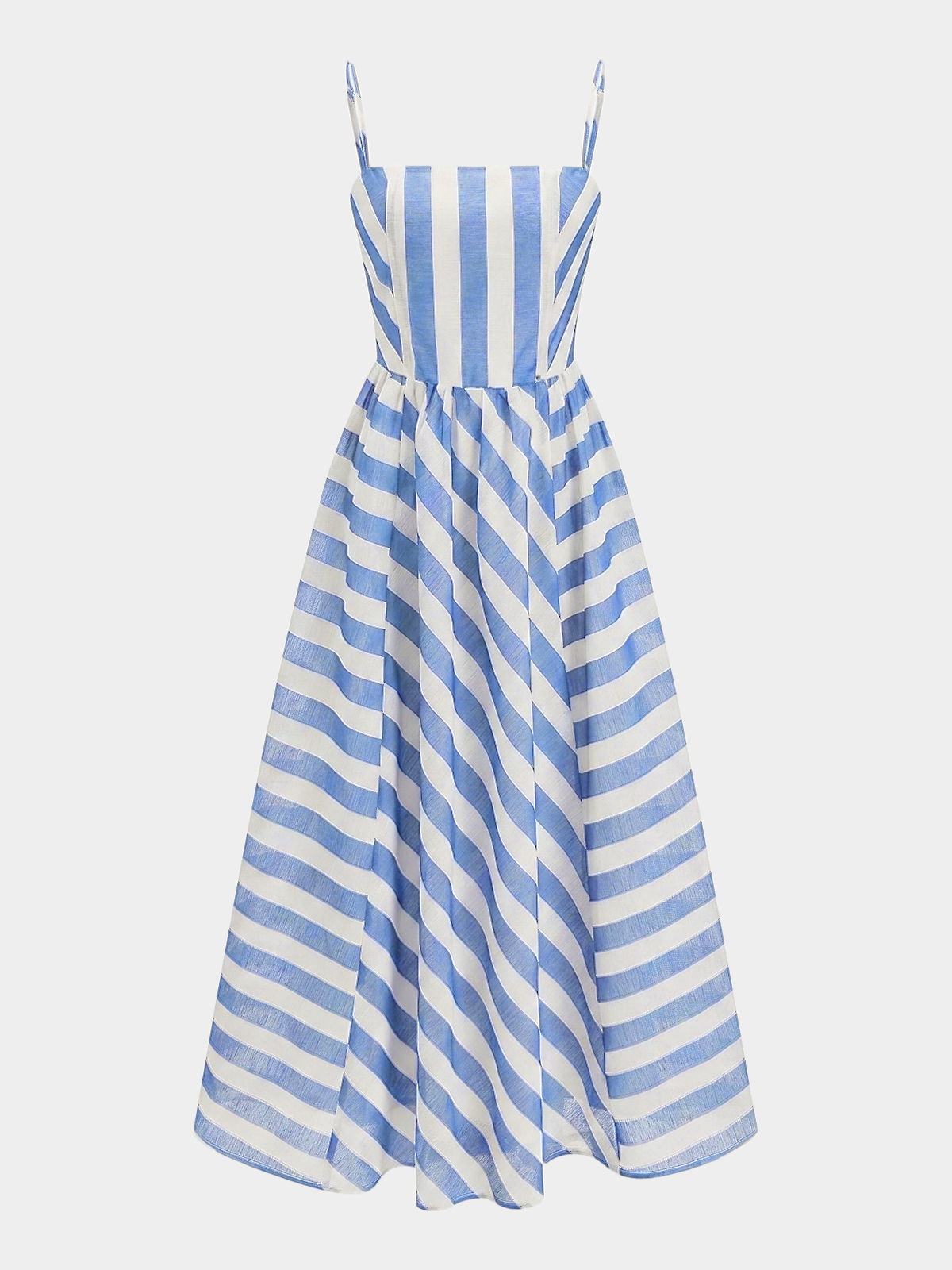 Striped Cami Maxi Dress with Adjustable Straps and Side Slit