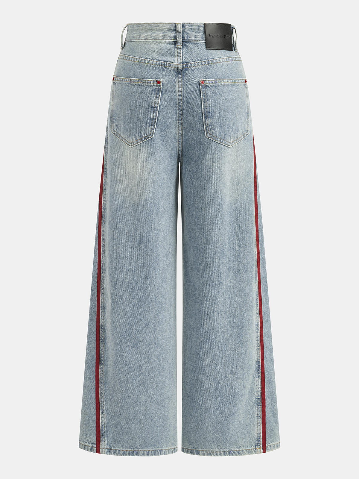 Side Stripe Curved Leg Denim Jeans for Women Casual Fit