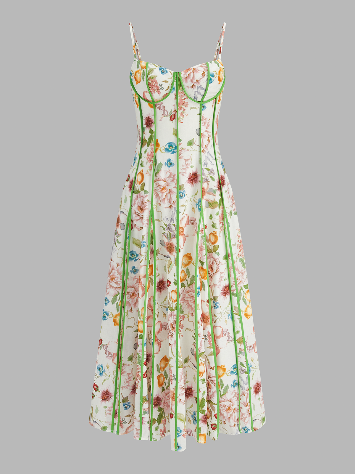 Corset Seam Tropical Print Swing Dress for Women Summer Vacation