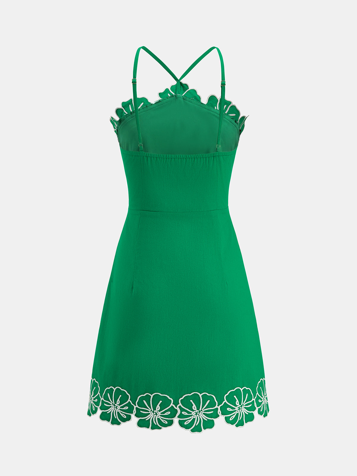 Cotton Floral Embroidered Cami Mini Dress for Women Summer Casual