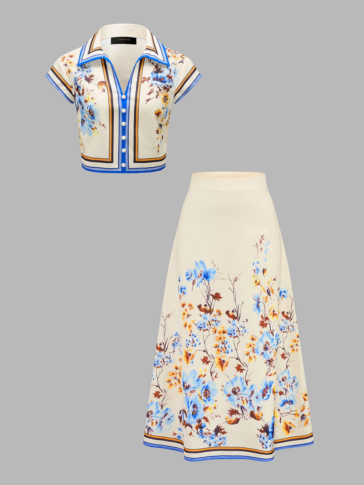 Floral Print Two Piece Skirt Set for Women Casual Summer