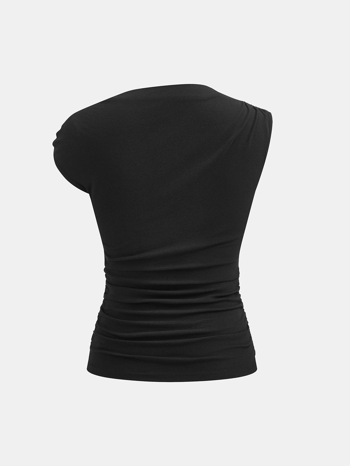 Asymmetric Ruched Beaded Slim Top for Elegant Evening Wear