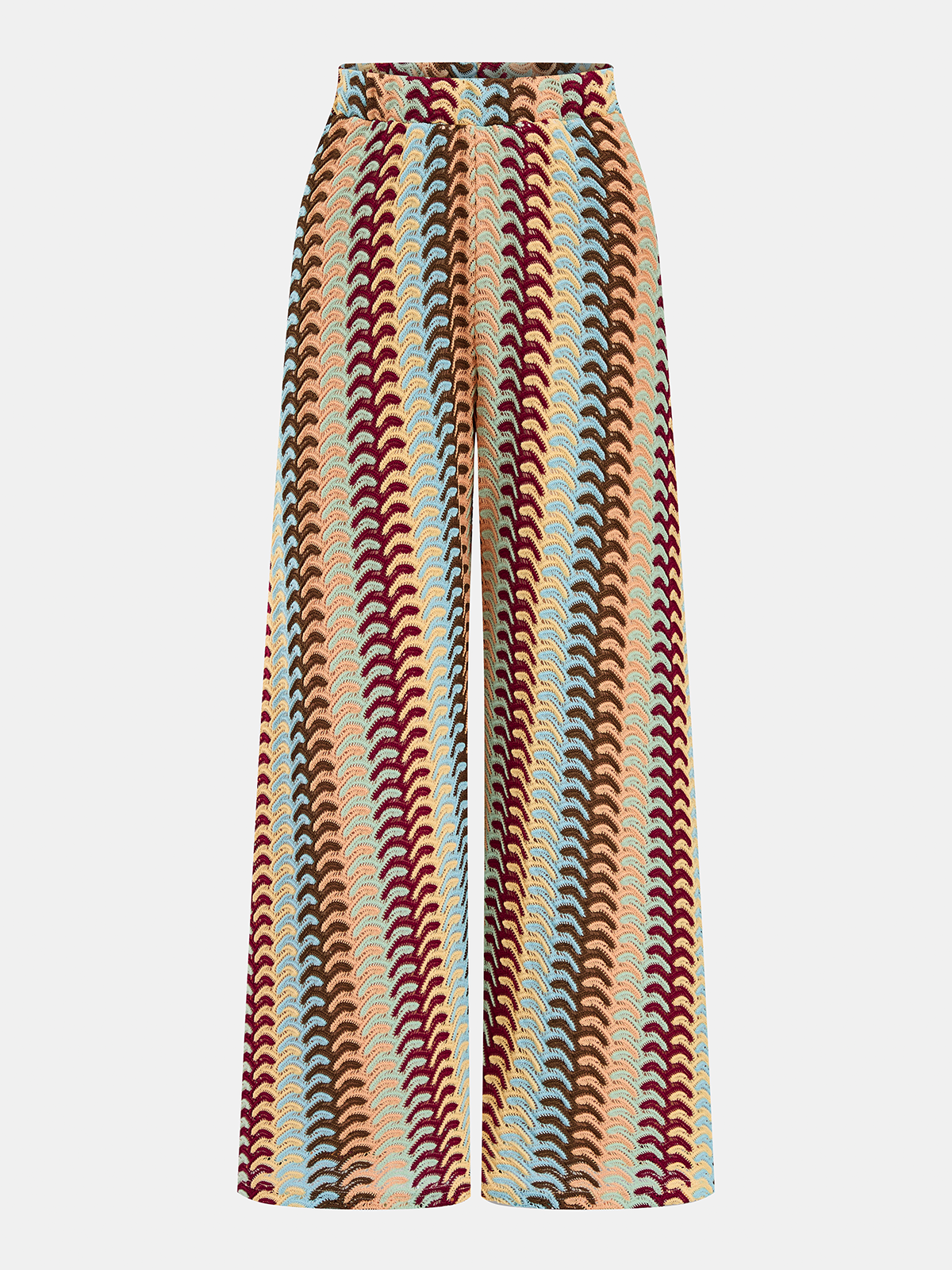 Multicolor Striped Knit Halter Top & Pants Set, Summer Beach Outfit Women