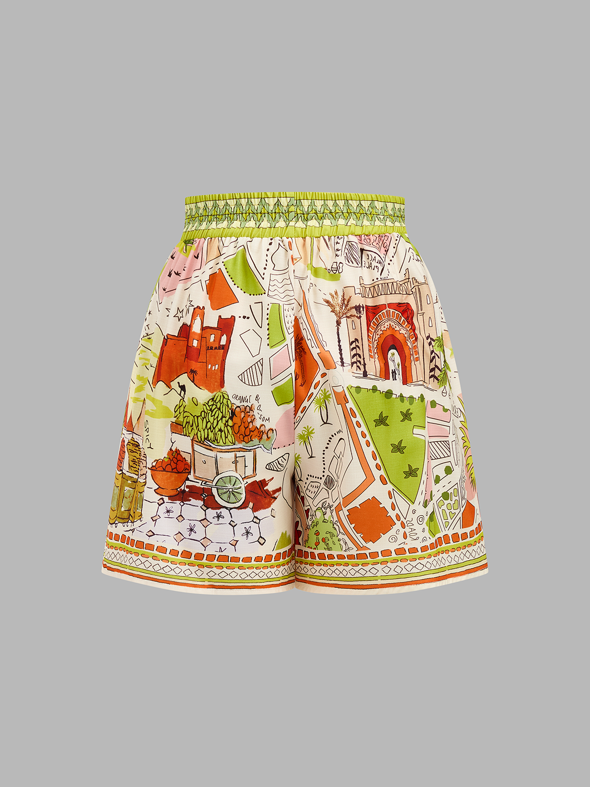 Printed Short Sleeve Shirt & Drawstring Shorts Set for Men Summer Beach Wear