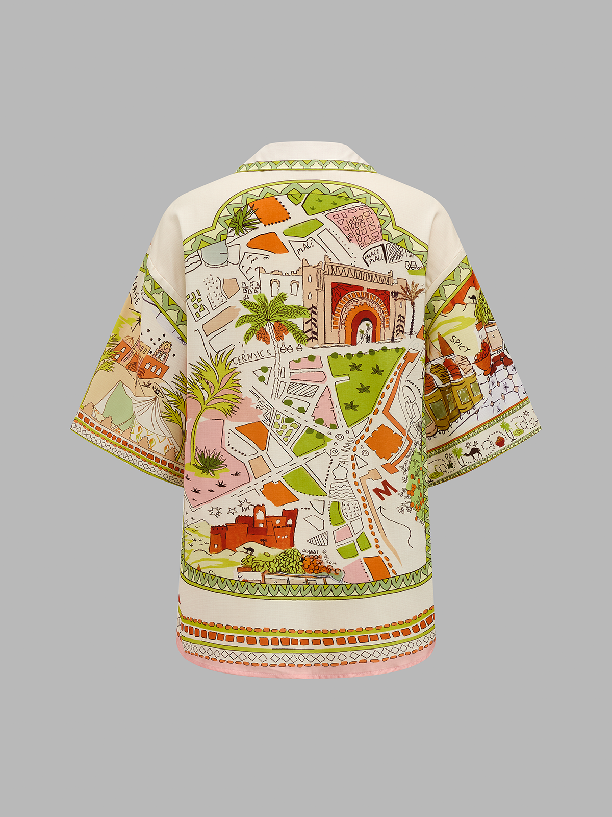 Printed Short Sleeve Shirt & Drawstring Shorts Set for Men Summer Beach Wear
