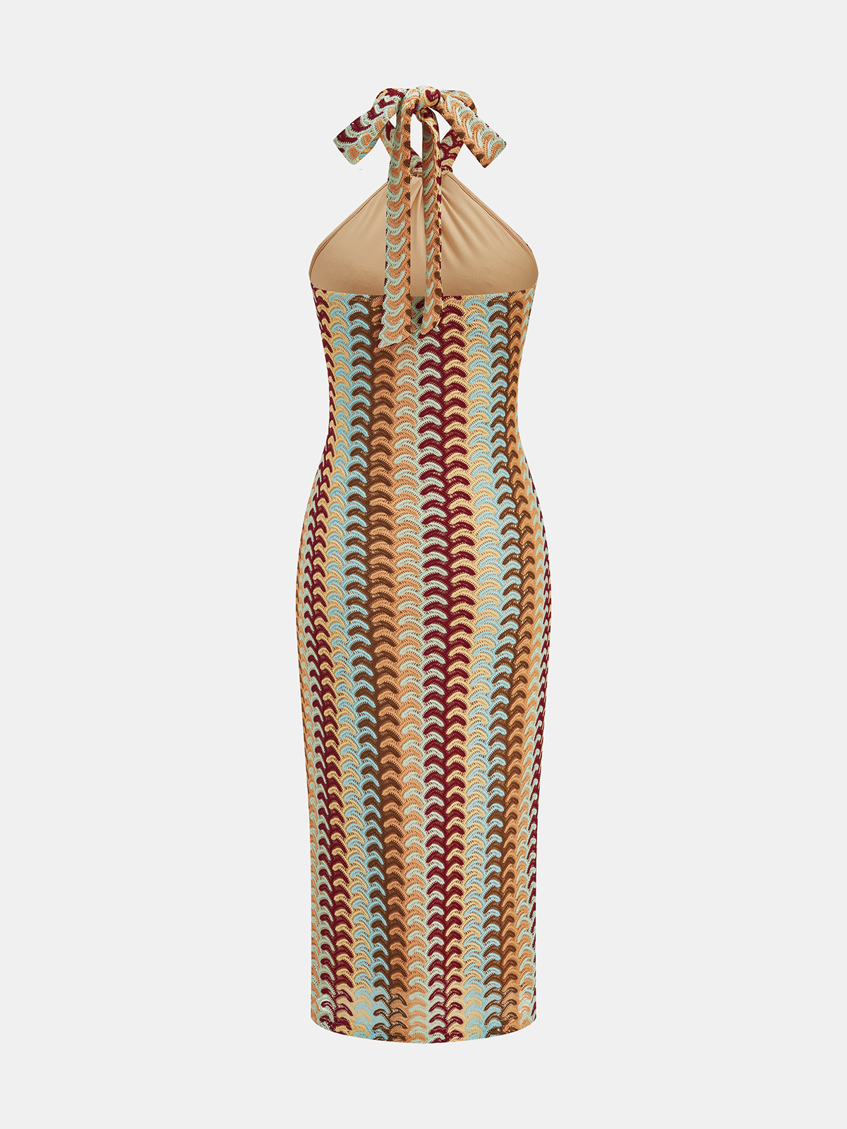 Multicolor Striped Knit Halter Midi Dress for Summer Festivities