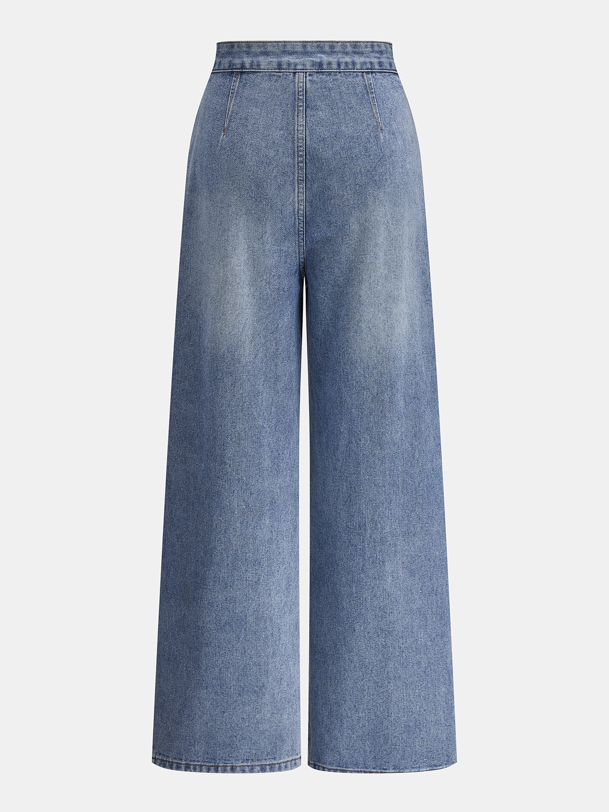 Structured Pleated Wide-Leg Jeans High Waist Fashion Denim