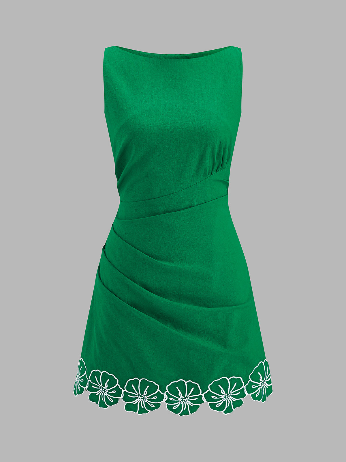 Cotton Sleeveless Embroidered Mini Dress for Women Summer Casual