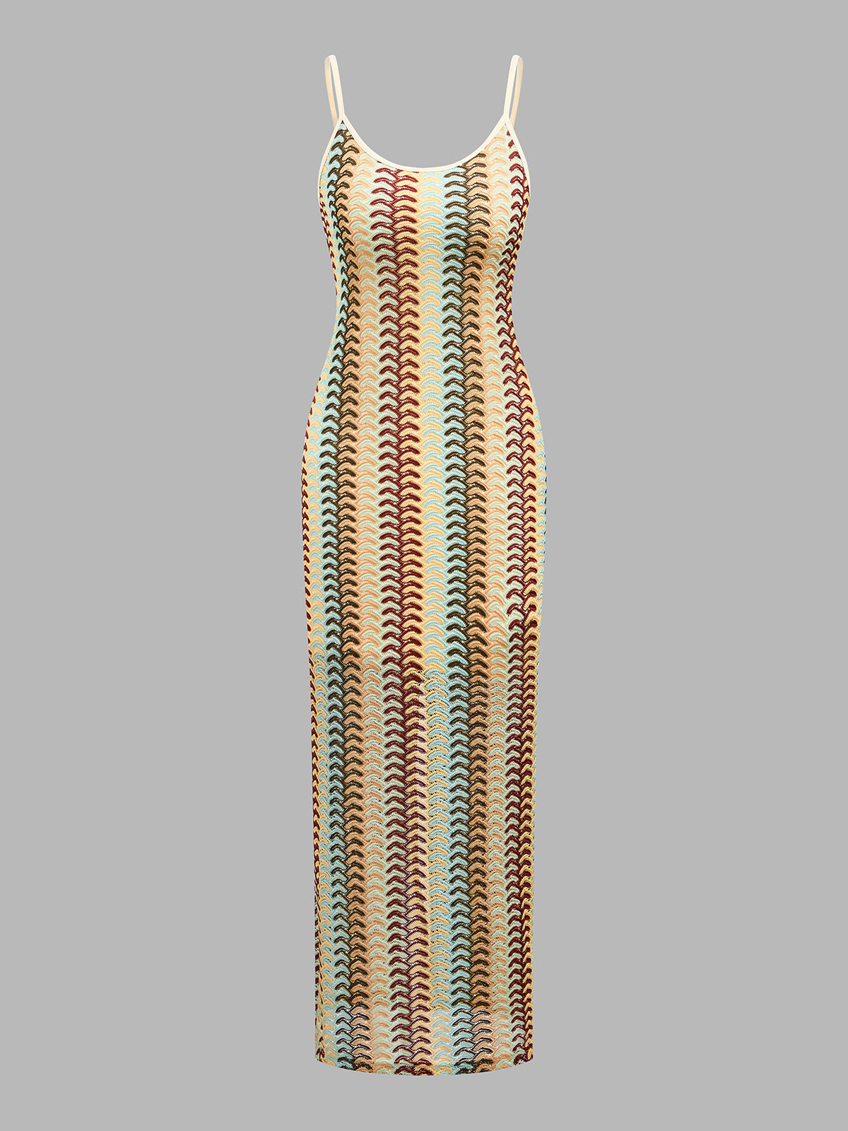 Multicolor Striped Knit Midi Cami Dress for Summer Casual Wear