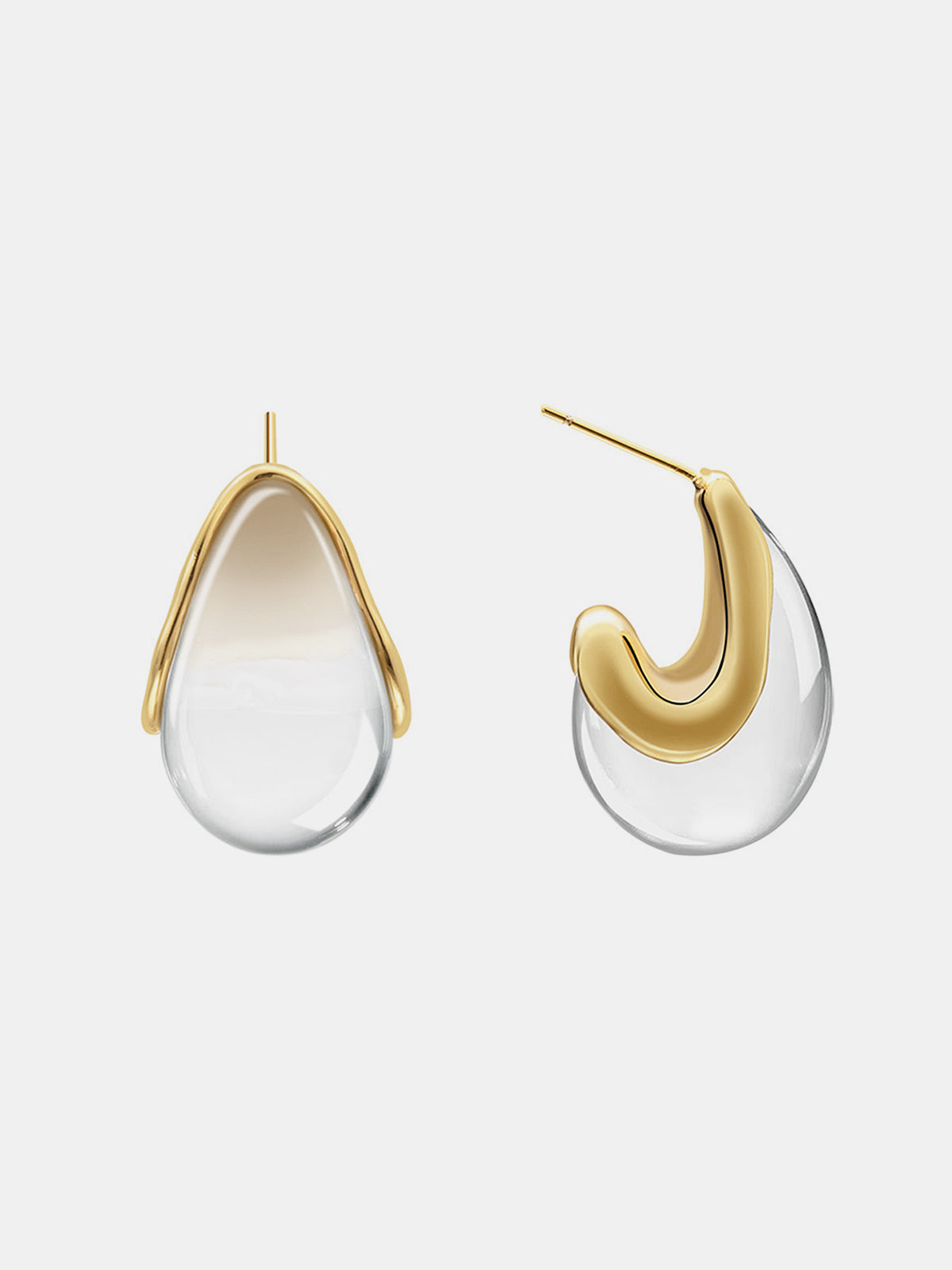 Irregular Transparent Resin Stud Earrings Handmade Lightweight Fashion Jewelry