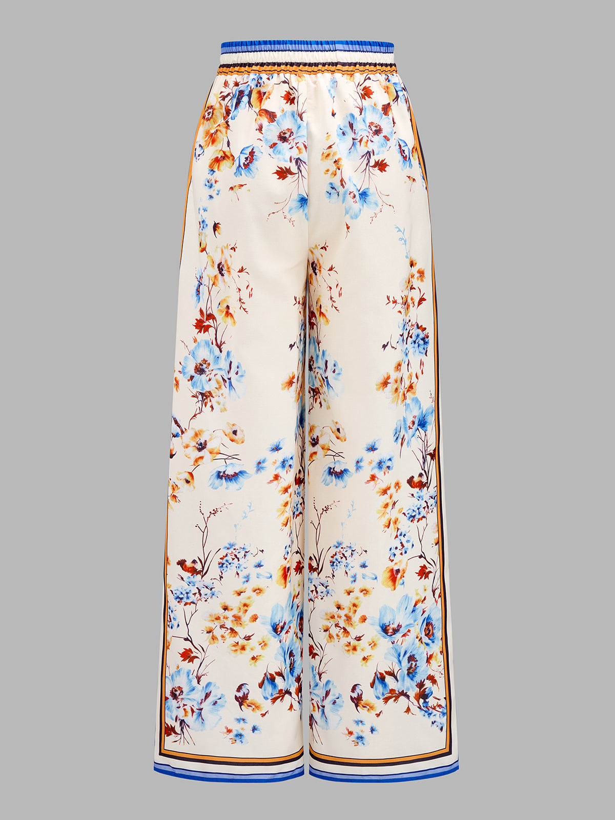 Floral Border Print Cami Top & Wide Leg Pants Set for Women Casual Summer