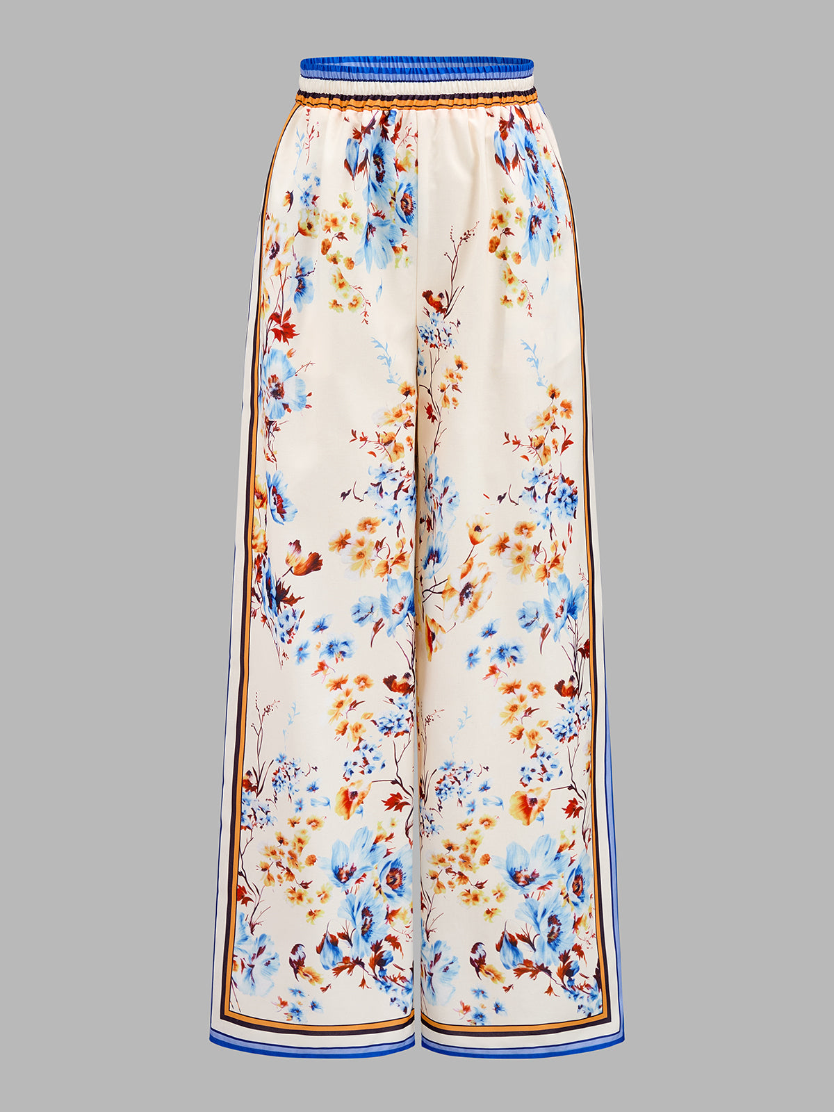 Floral Border Print Cami Top & Wide Leg Pants Set for Women Casual Summer