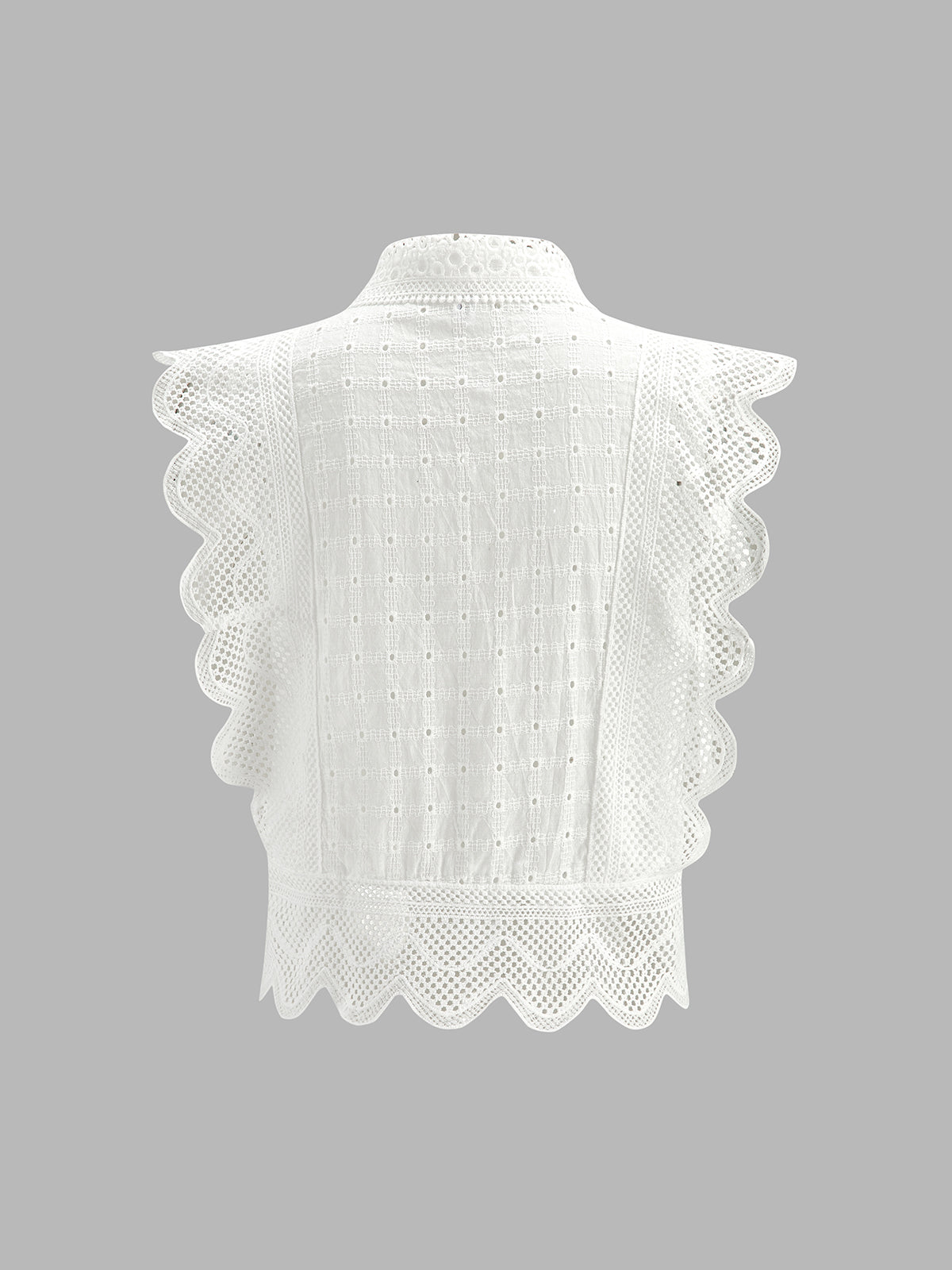 Eyelet Embroidery Ruffle Sleeveless Shirt for Women Casual Summer Wear