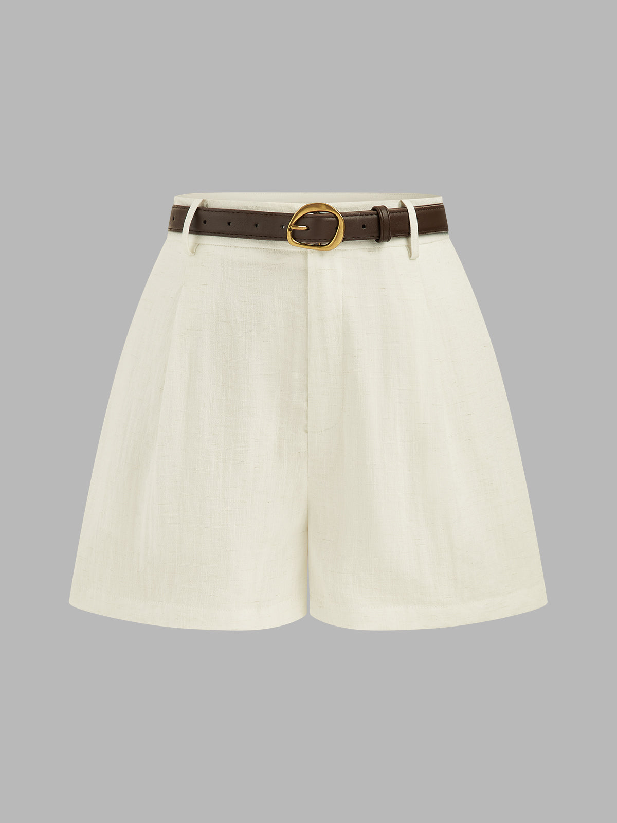 High Waist Belted Linen Blend Shorts for Women Summer Essential