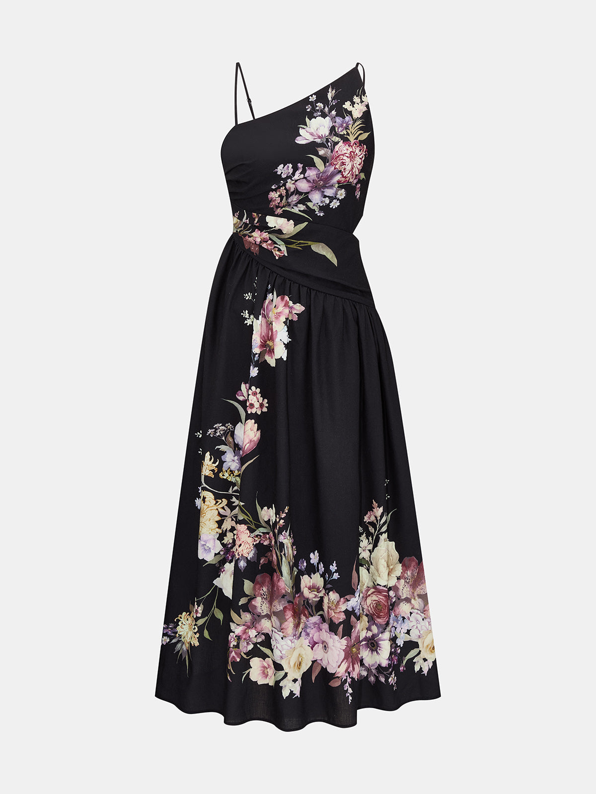 Asymmetric Cutout Floral Slip Midi Dress Trendy Summer Attire