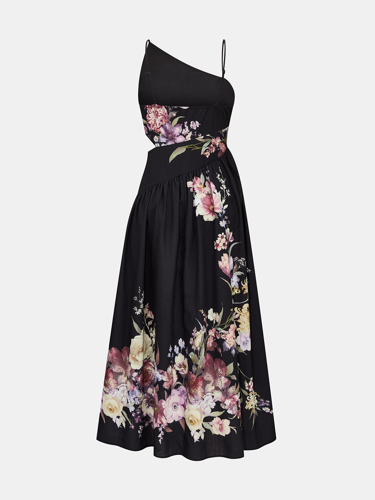 Asymmetric Cutout Floral Slip Midi Dress Trendy Summer Attire