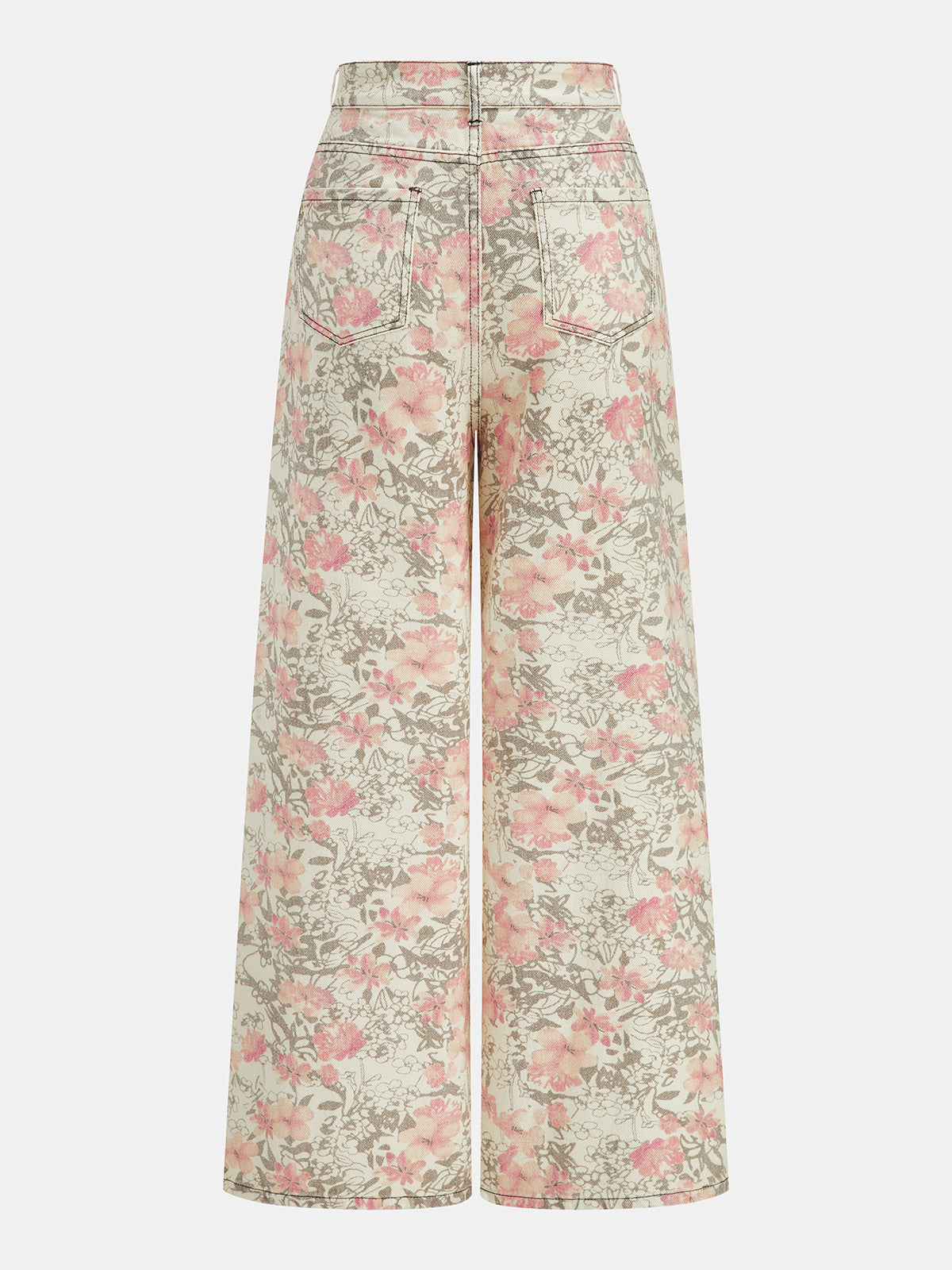 Floral Mid Waist Wide Leg Jeans for Women Trendy Casual