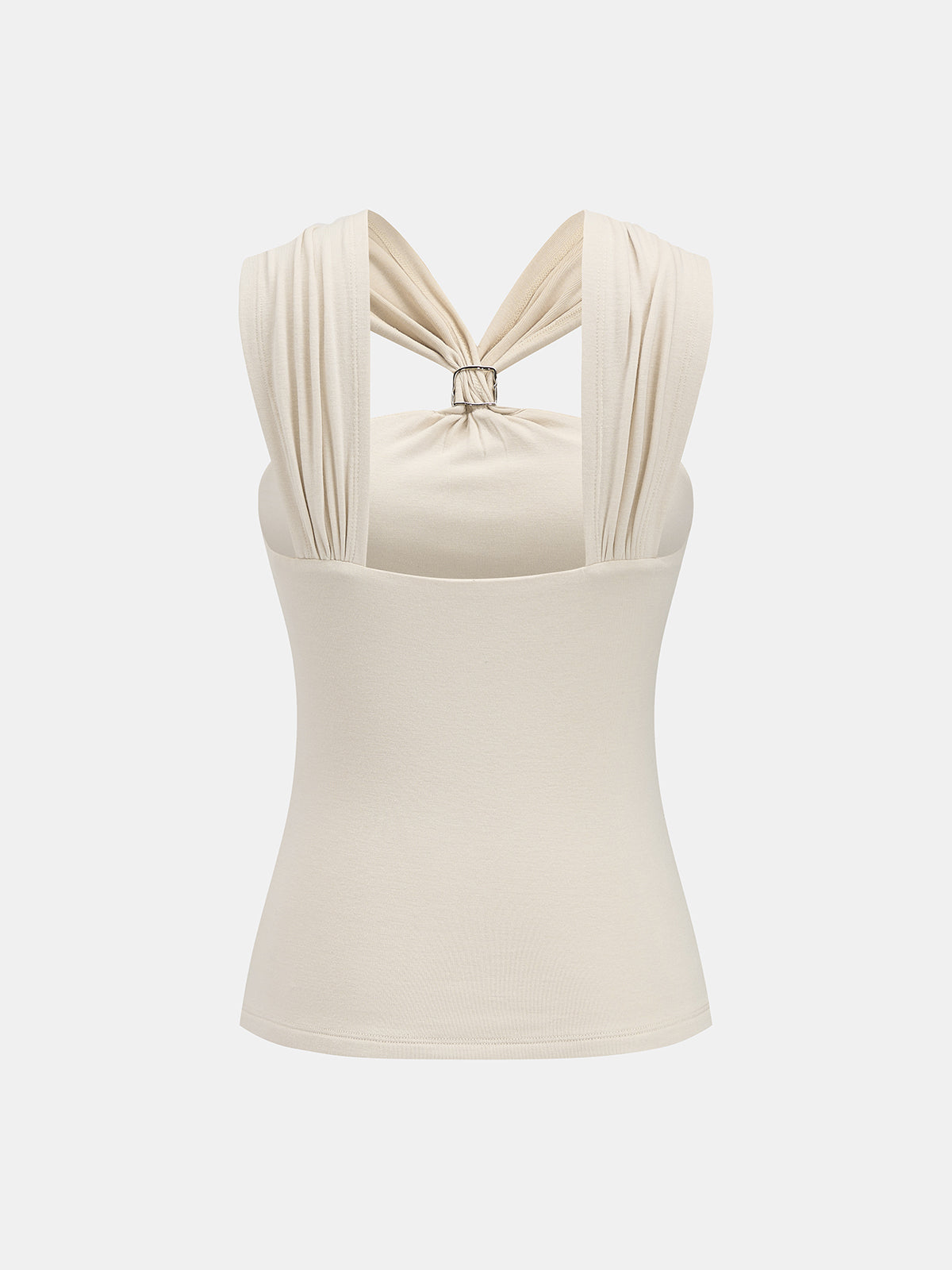 Metal Detail Twist Fitted Tank Top for Women Summer Casual Wear