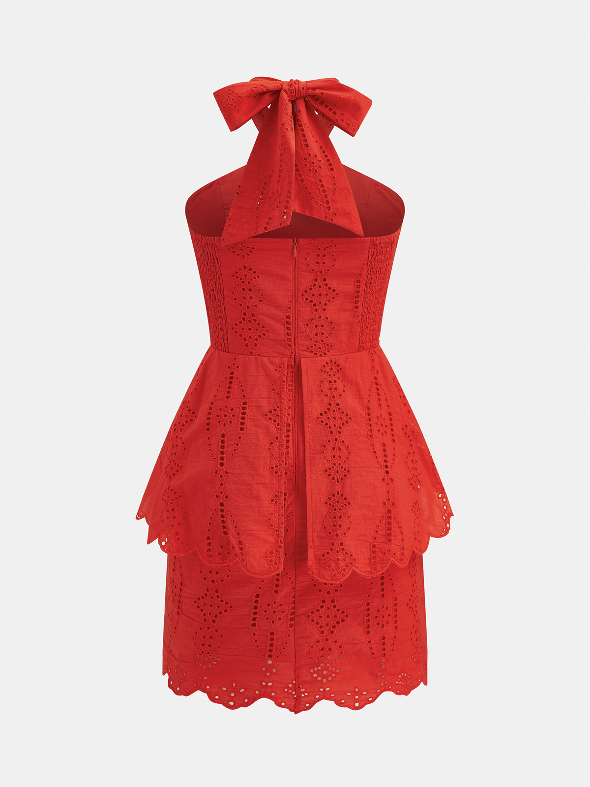 Eyelet Halter Layered Mini Dress - Summer Casual Beachwear Collection