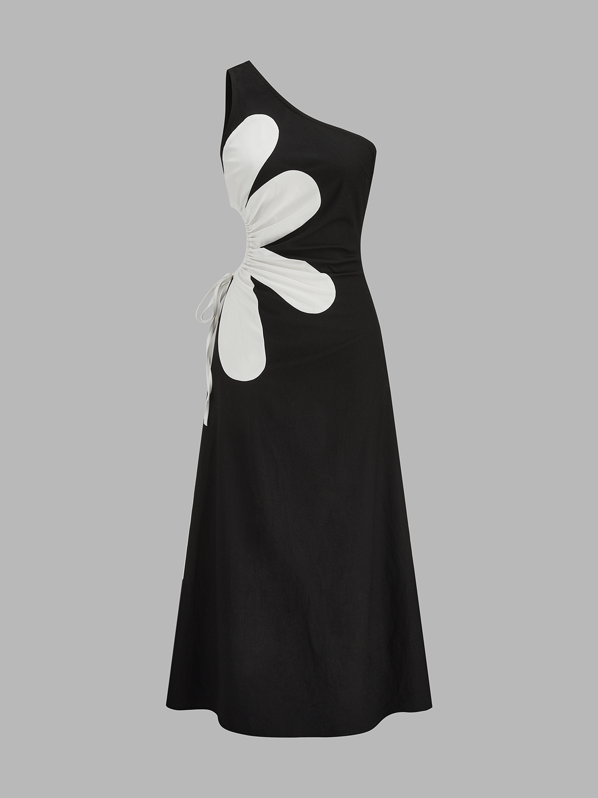 One Shoulder Big Floral Cutout Maxi Dress – Elegant Evening Wear Gown