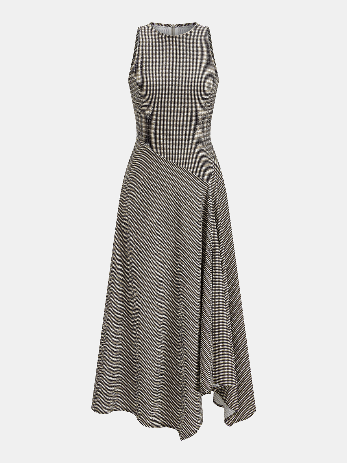 Textured Striped Sleeveless Asymmetrical Dress Women's Chic Summer Outfit
