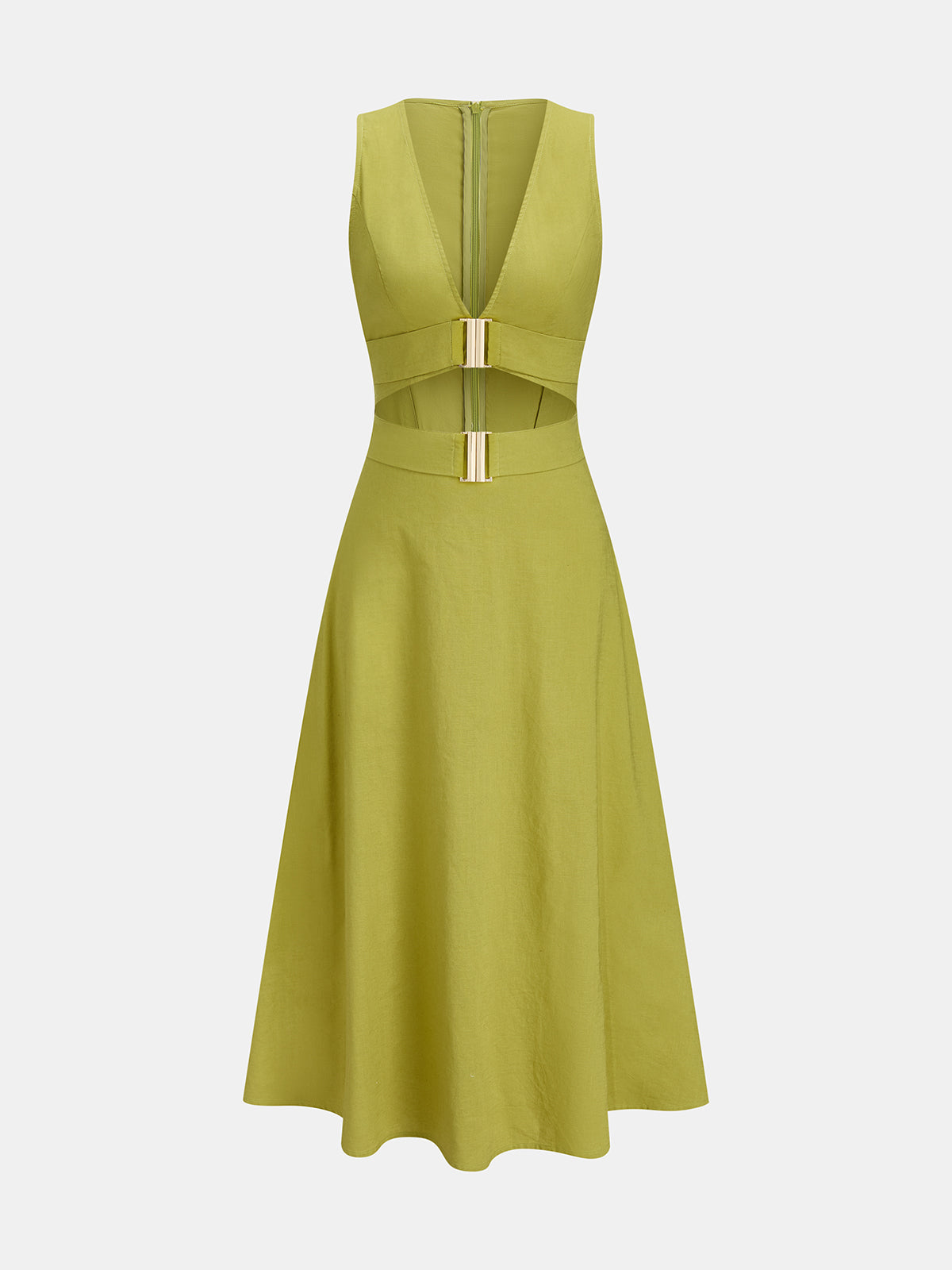 Cutout Sleeveless Cotton Linen Maxi Dress for Women Casual Summer Style