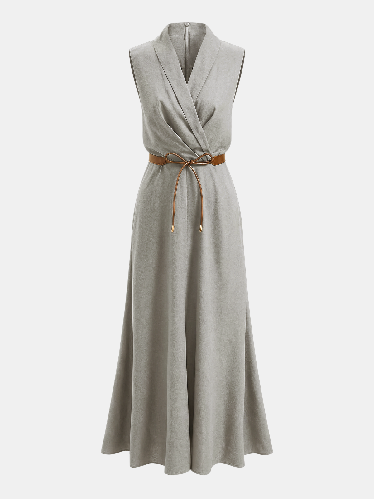 Belted Sleeveless Wrap Maxi Dress for Women Elegant Flowy