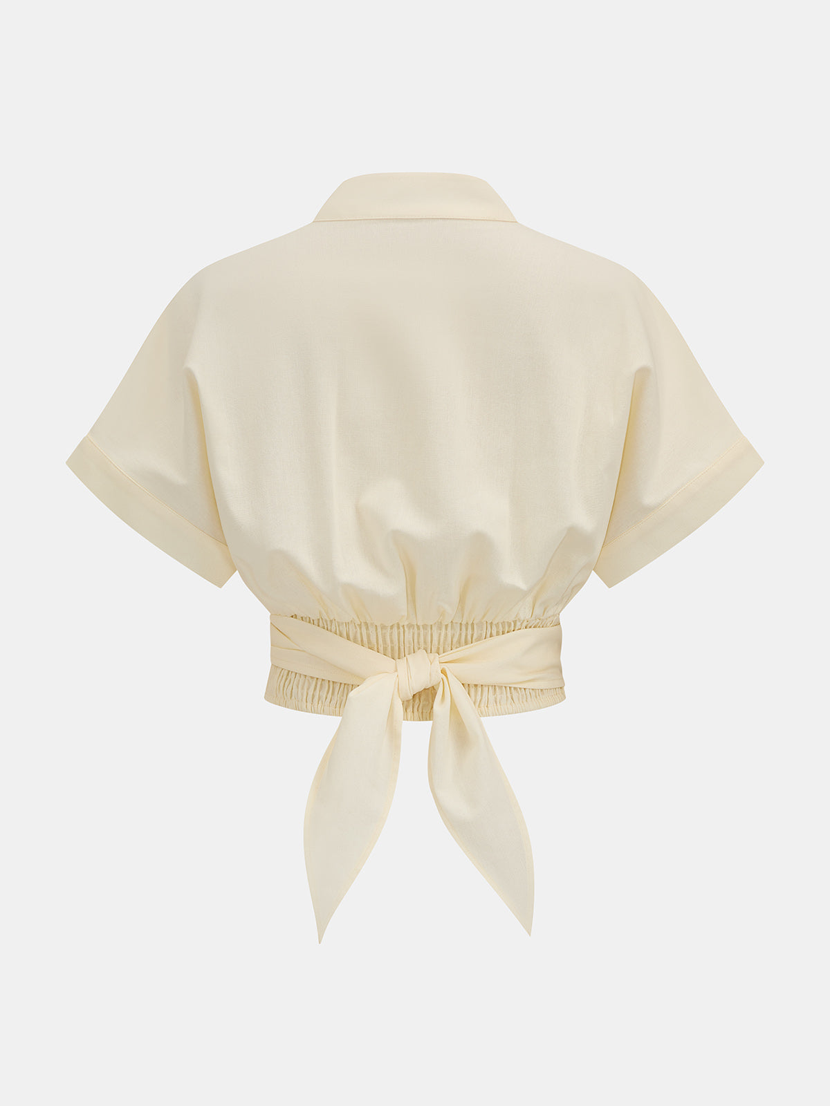 V-Neck Cinched Waist Cotton Linen Blouse for Women Lightweight Summer Top