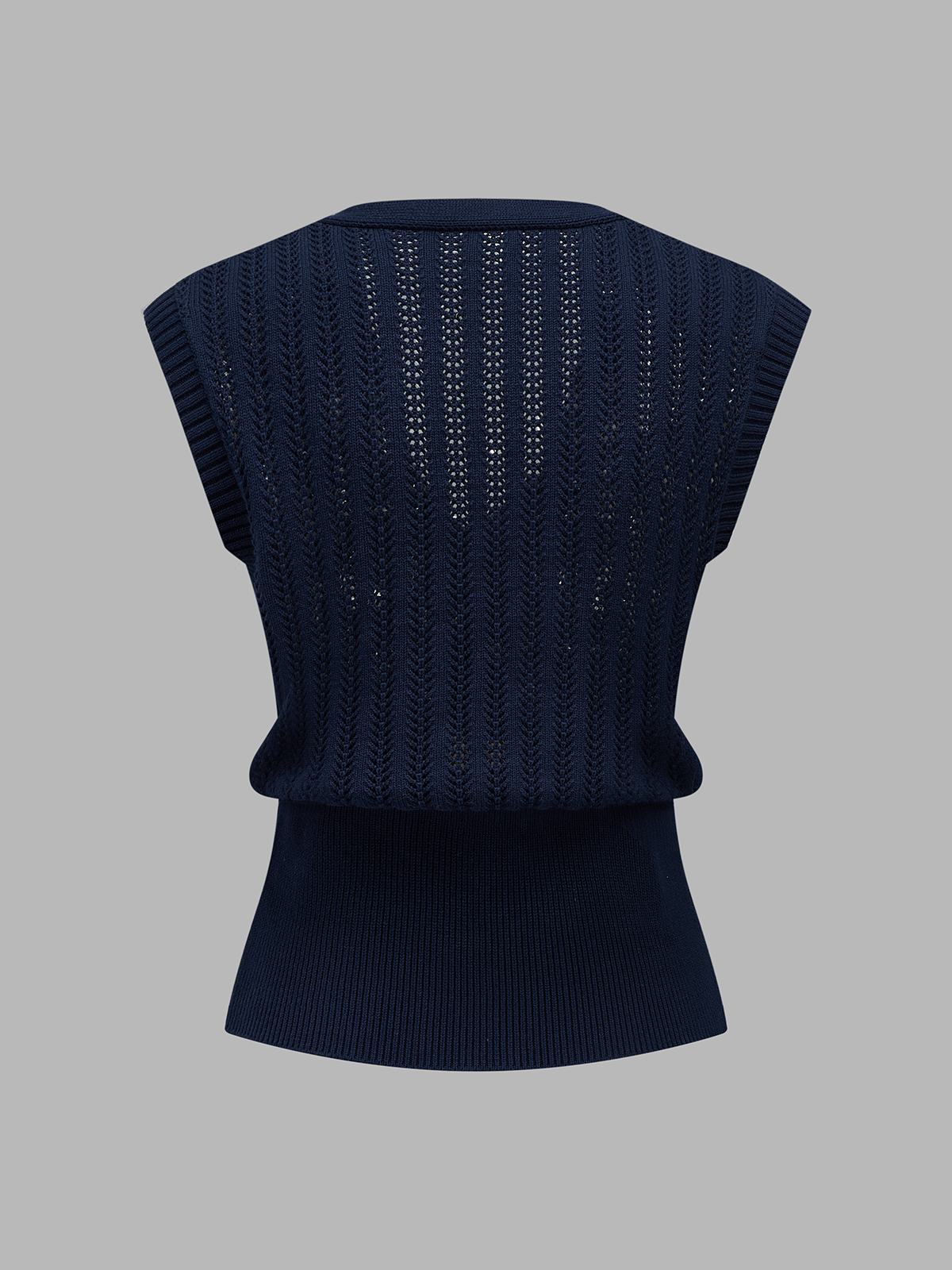 Embroidered Openwork Buttoned Knit Vest for Women Spring Casual Fashion